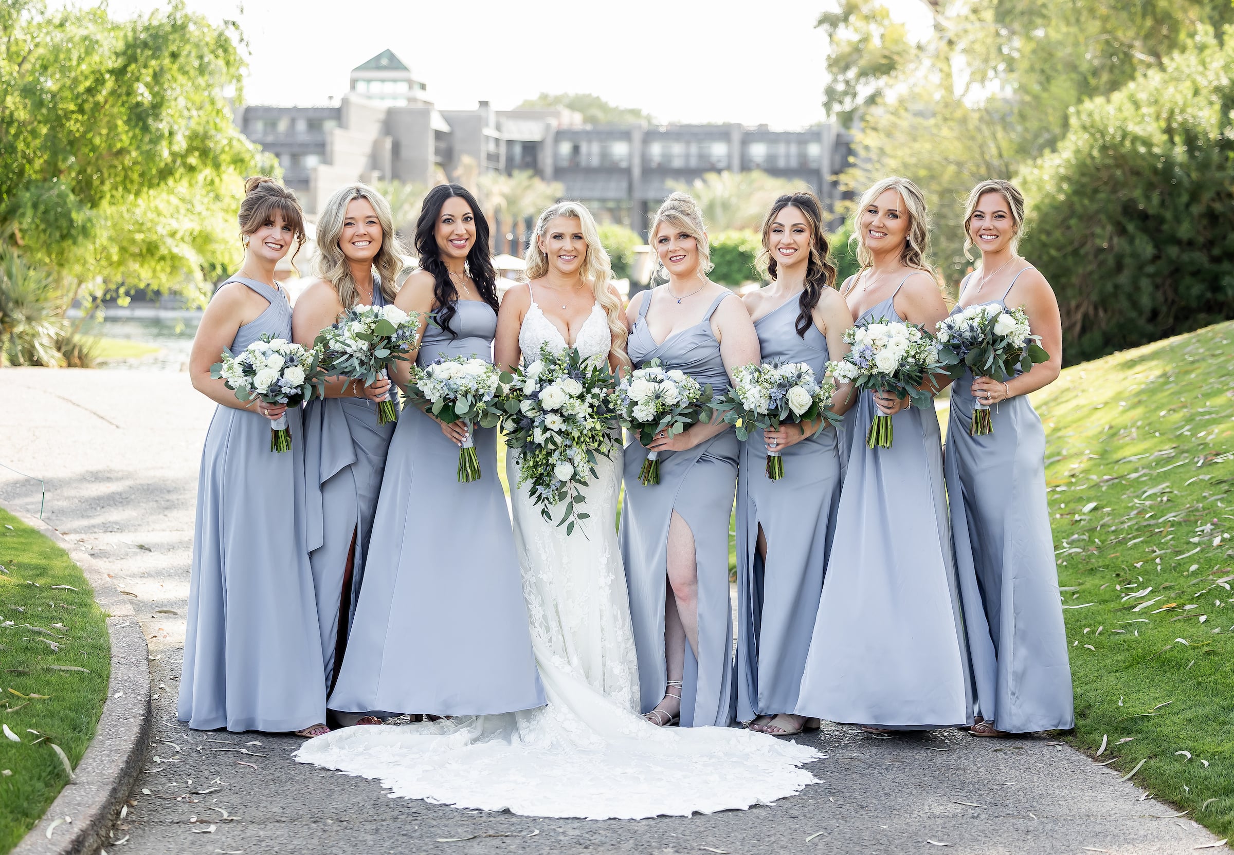 Bride with her bridesmaids
