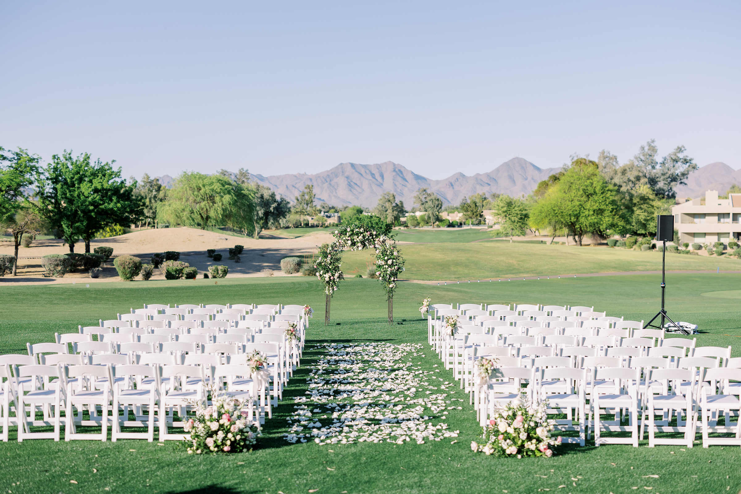 Outdoor wedding ceremony set up