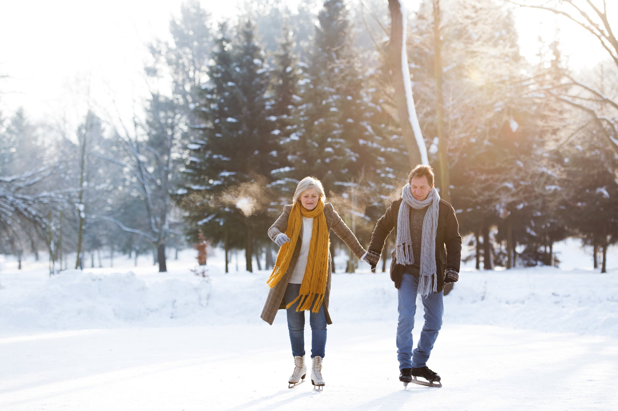Couple ice skating