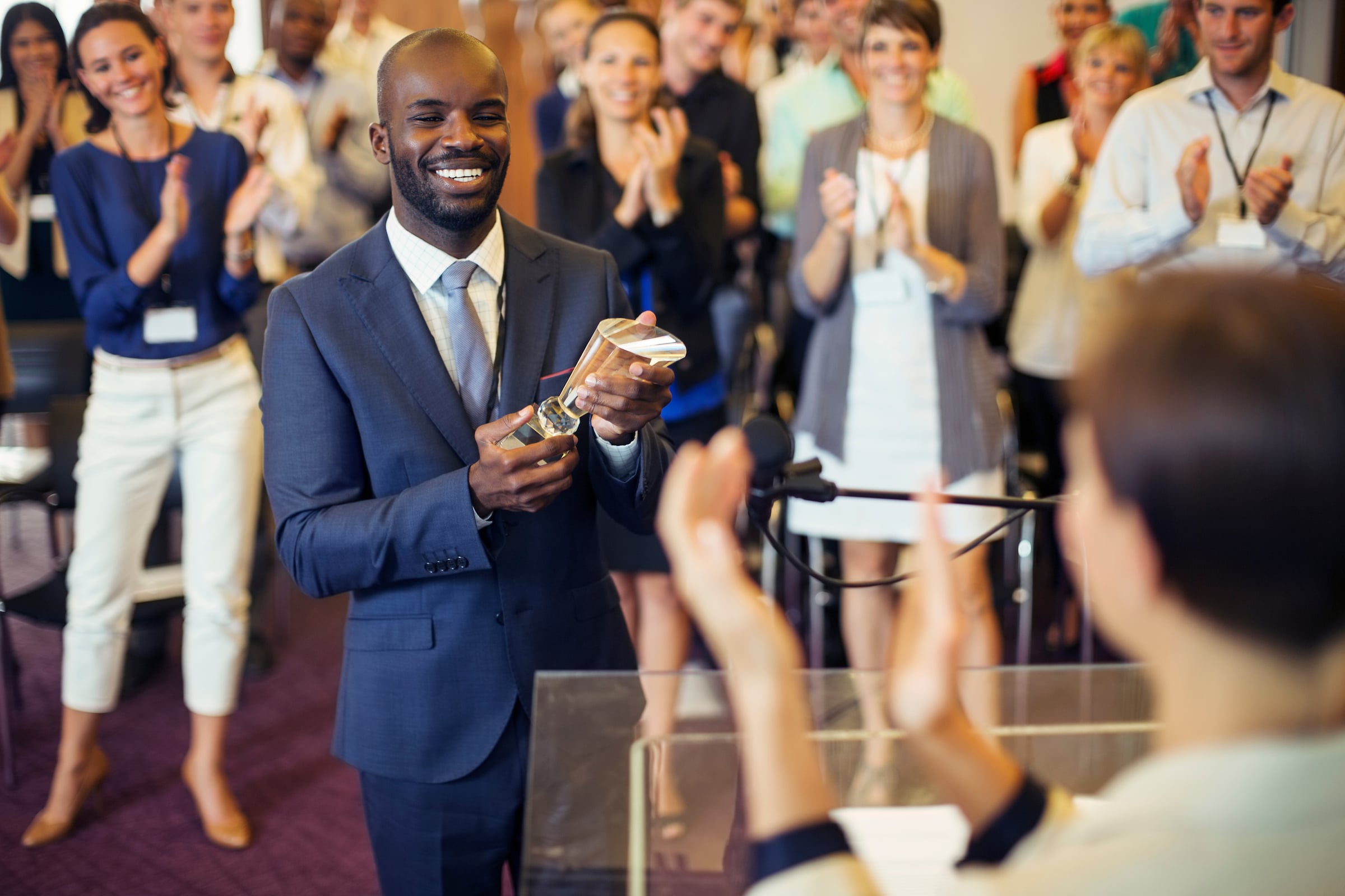 Man accepting award