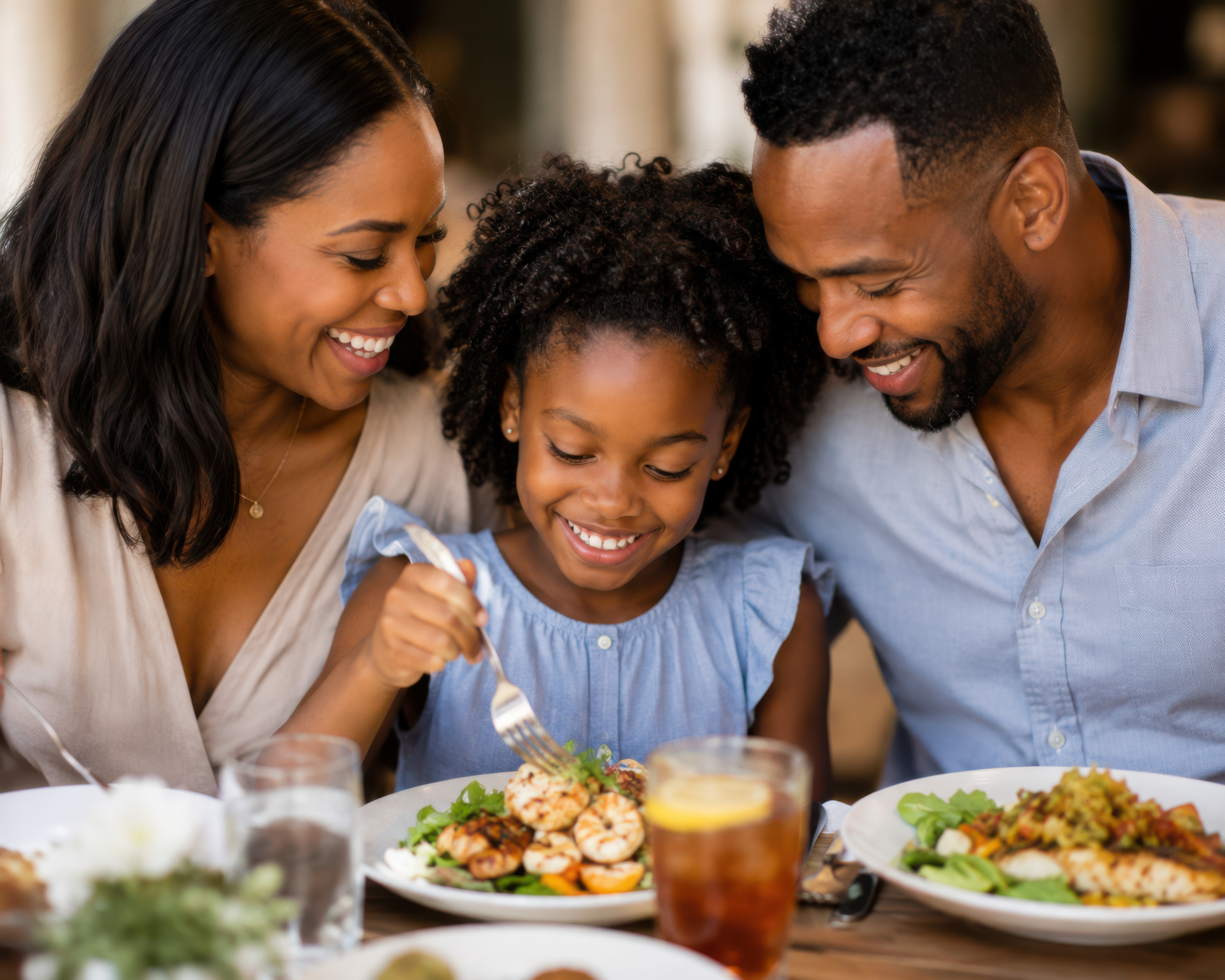 Family at restaurant
