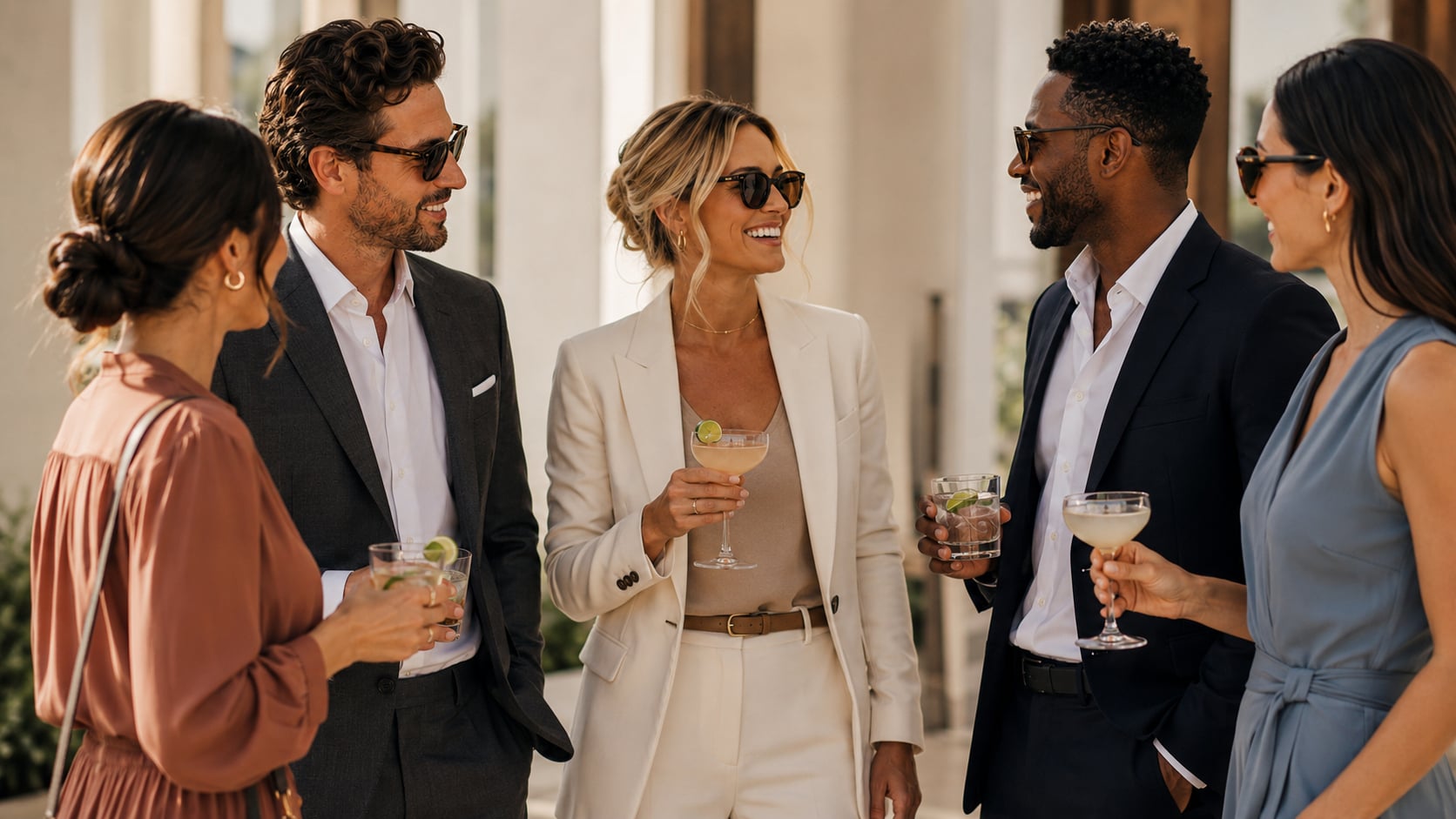 Group having a cocktail