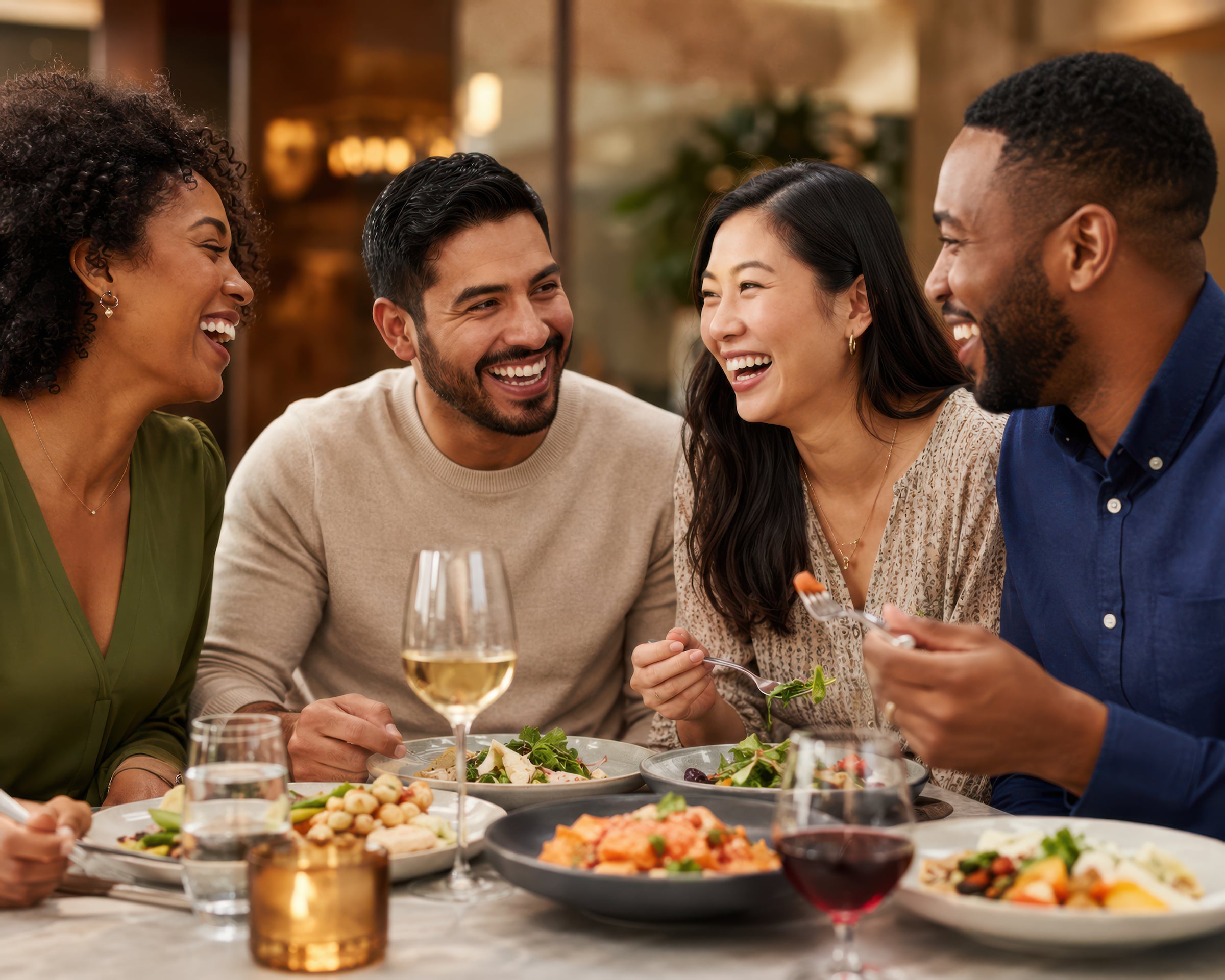 Diners laughing