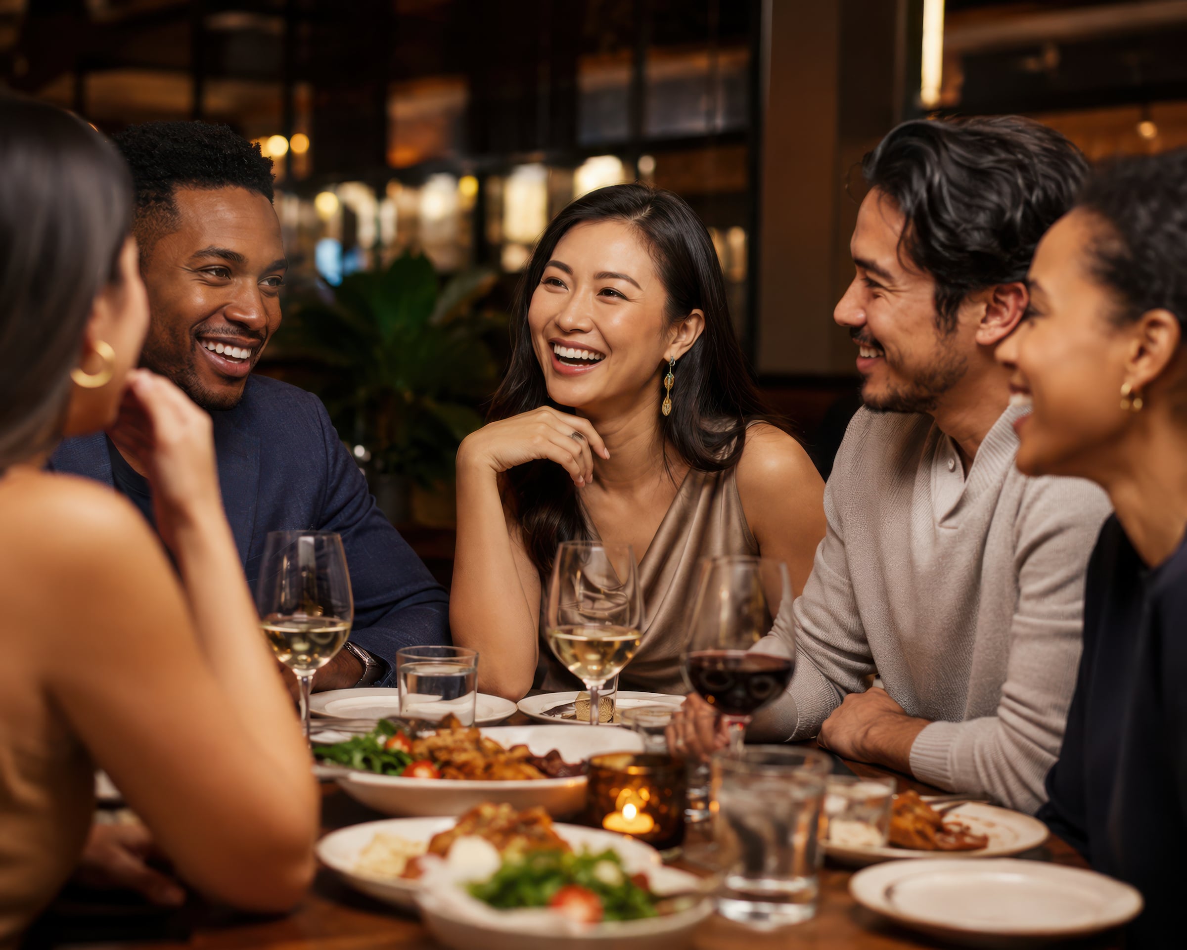 Group having dinner