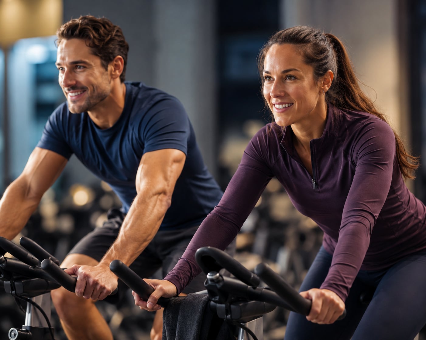 couple on spin bikes