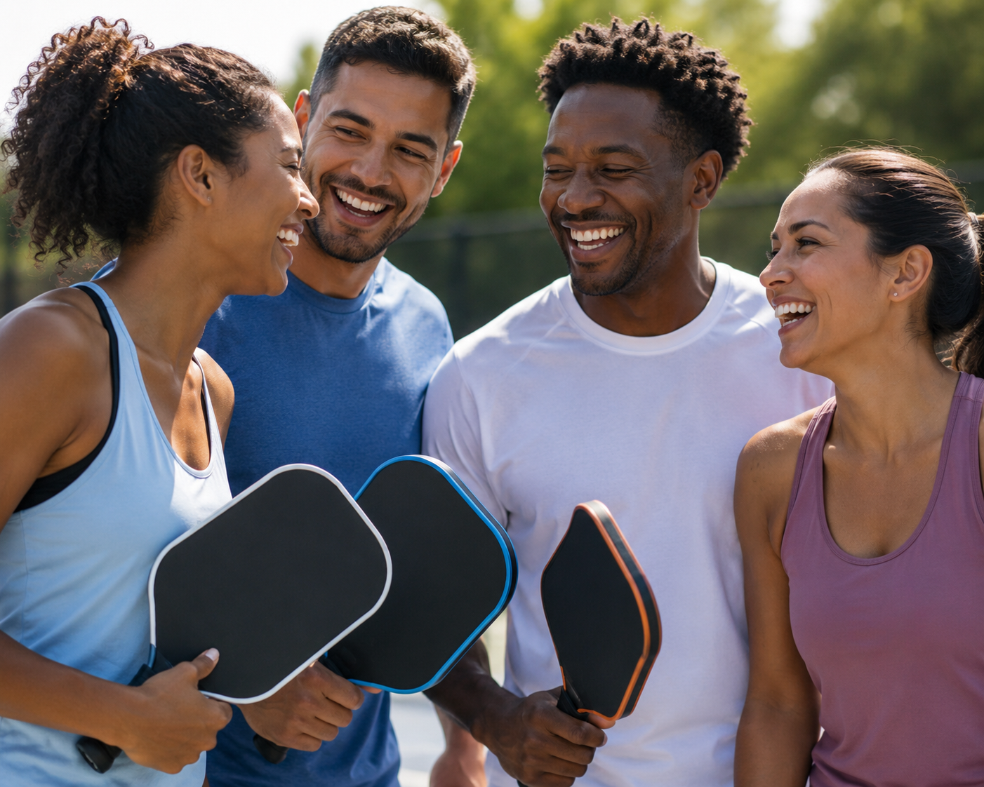 4 african american pickleball players