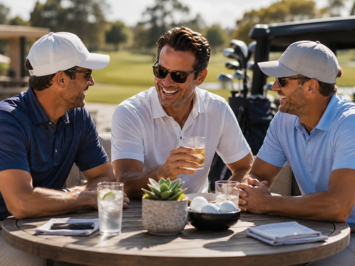 Men drinking outside