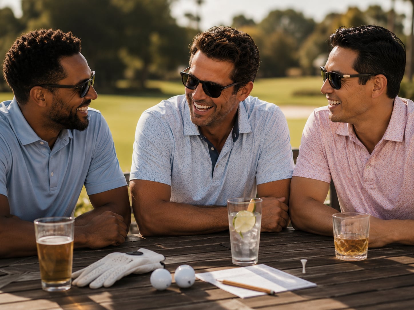 Men drinking outside