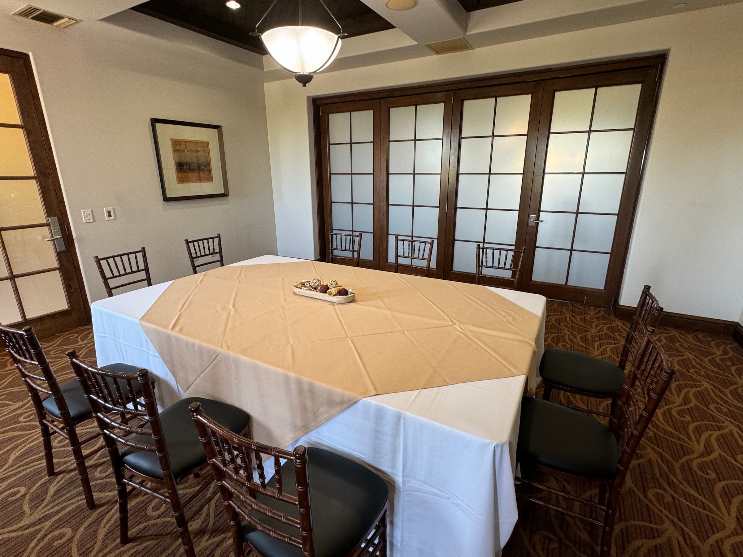 table and chairs set up for an event
