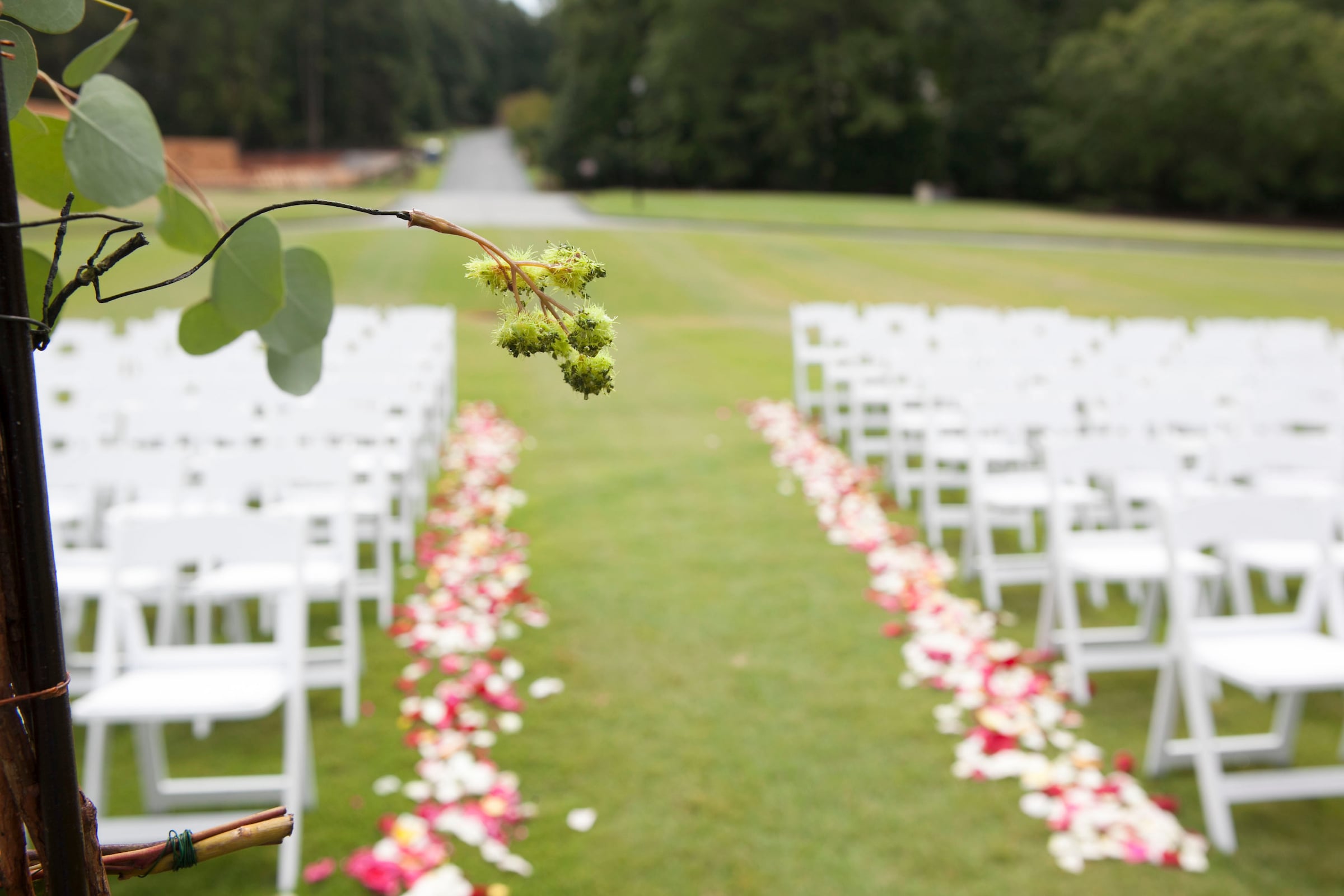 Outdoor wedding ceremony set up