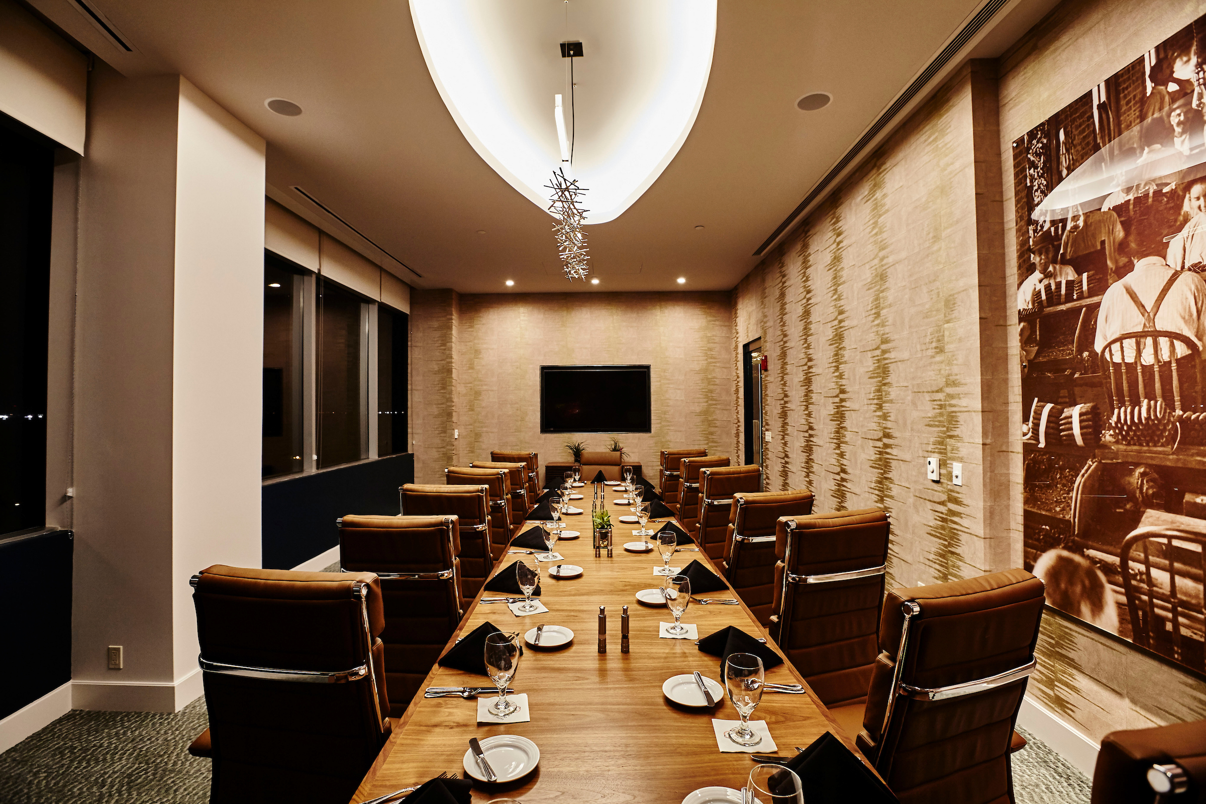Boardroom set up for a private event at Centre Club Tampa