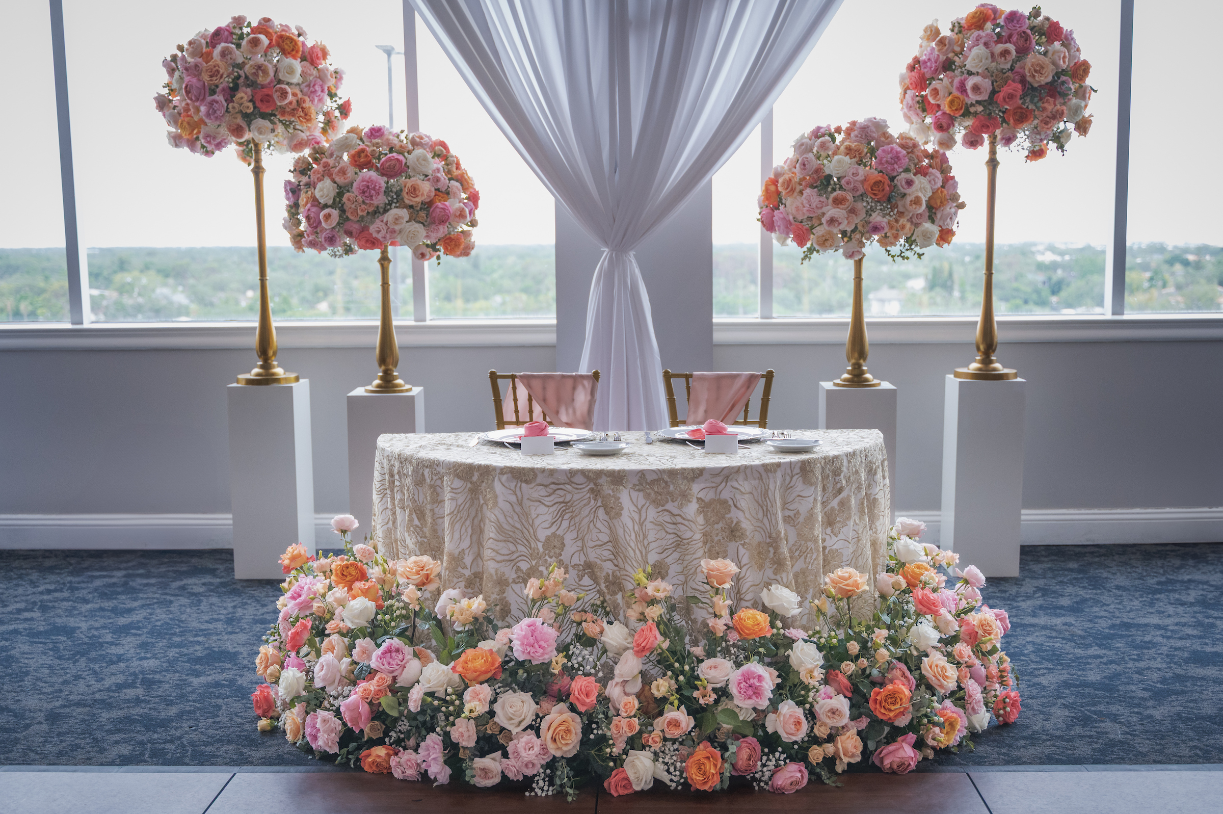 Head Table for the Bride & Groom with Floral Decor