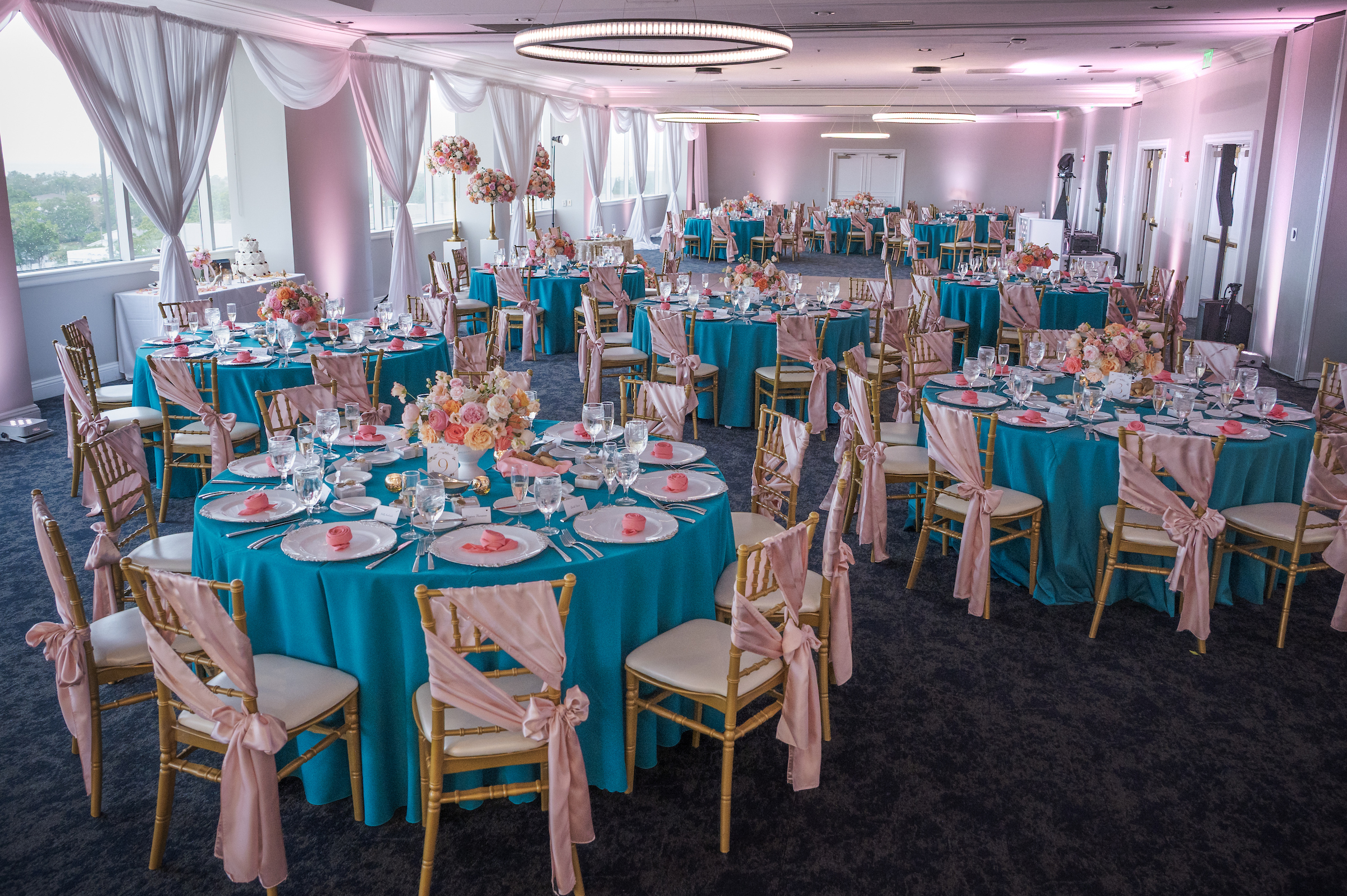 Tables set up for a Private Wedding Reception