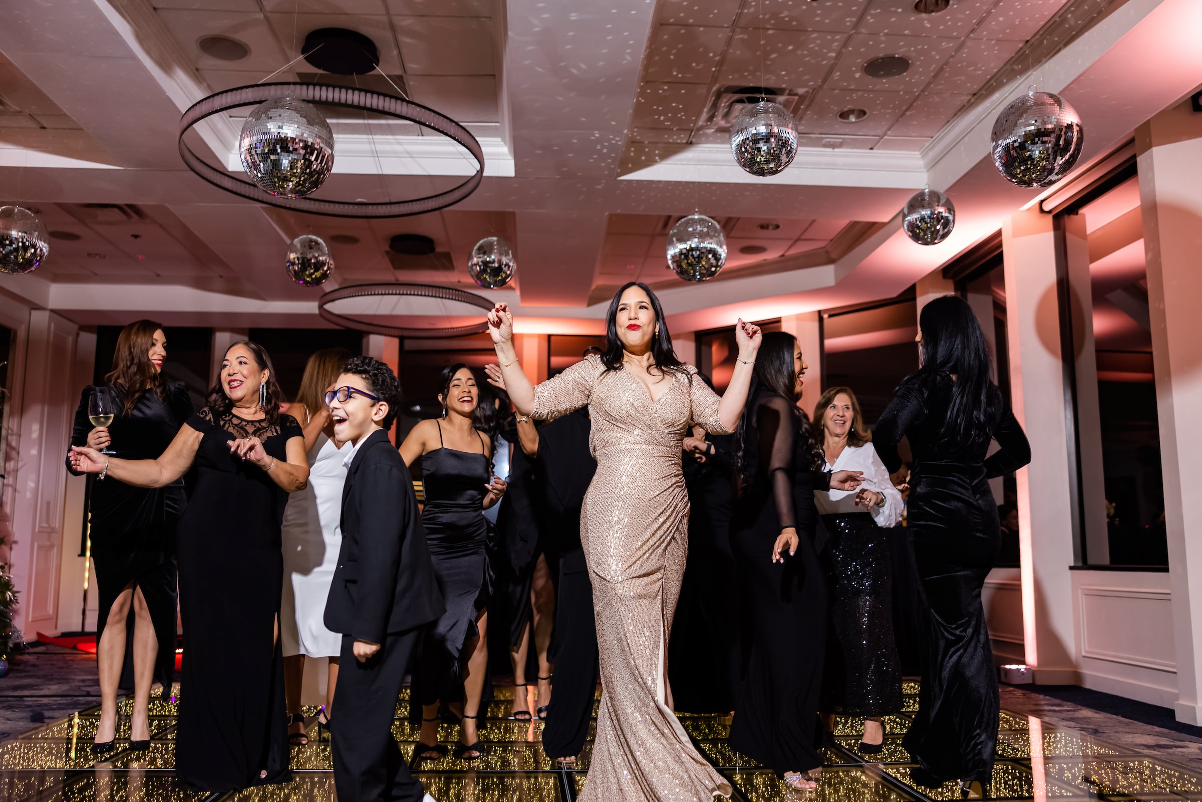 Woman in sparkly dress