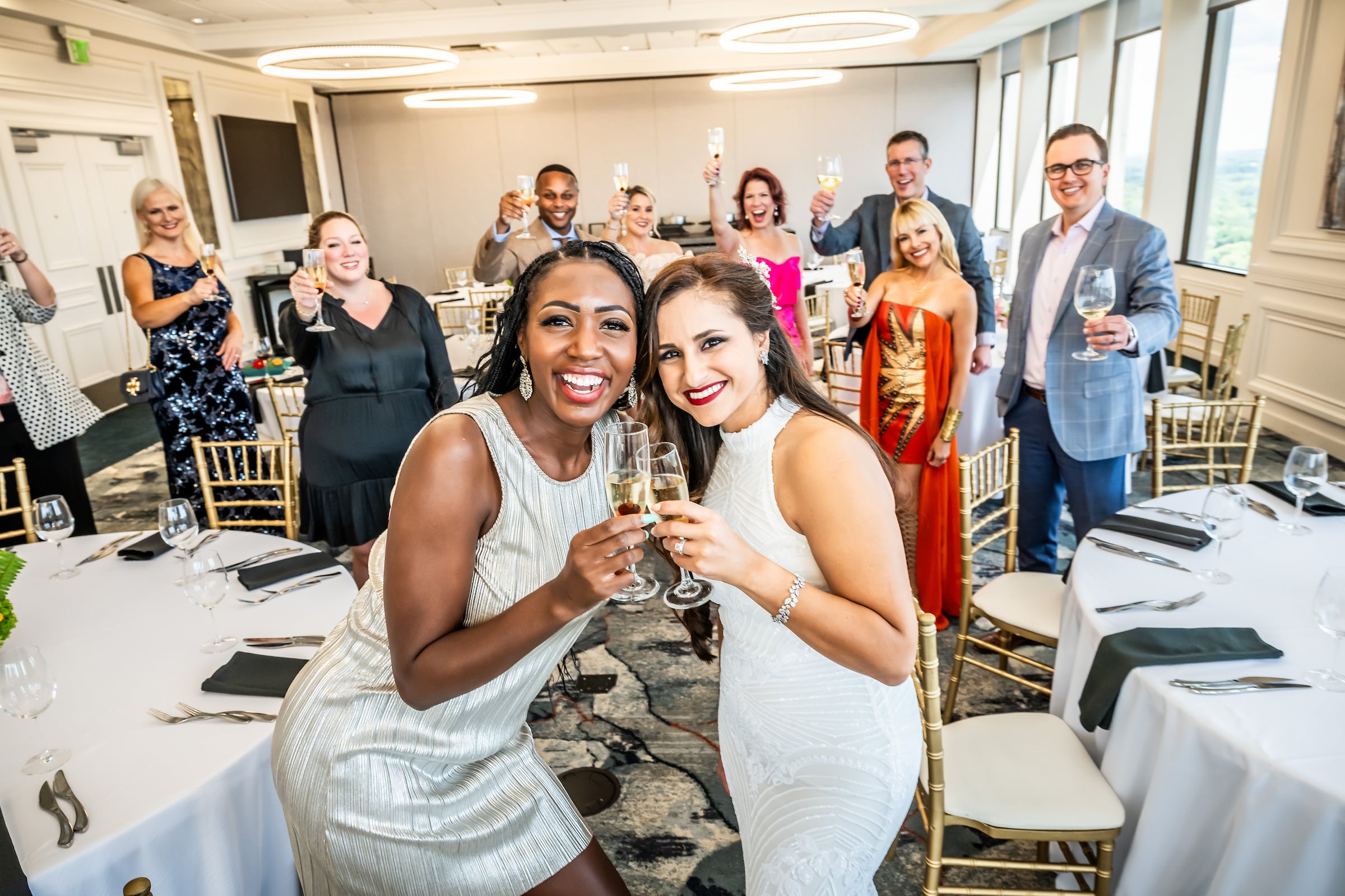 Women with champagne glasses