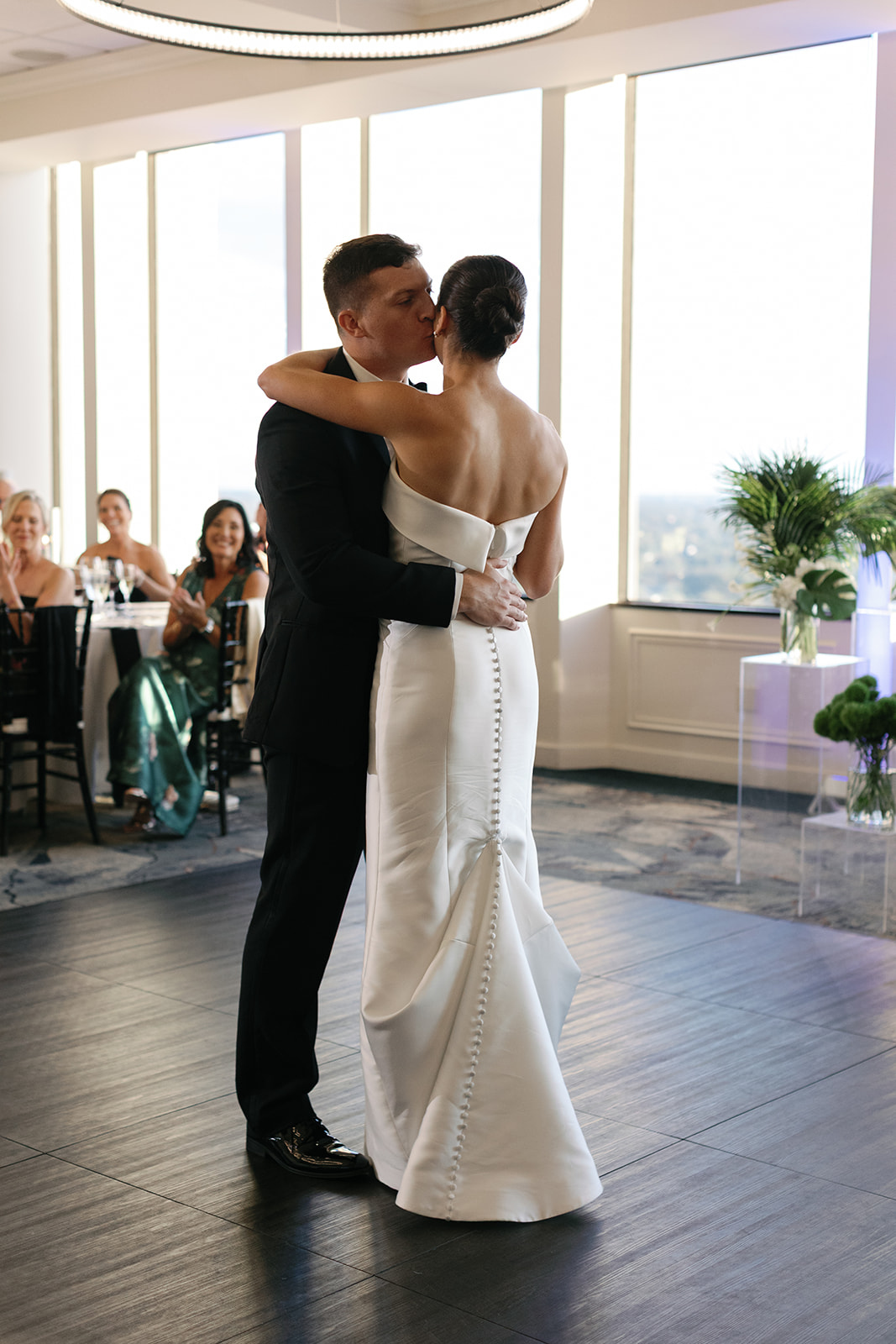 bride and groom dancing