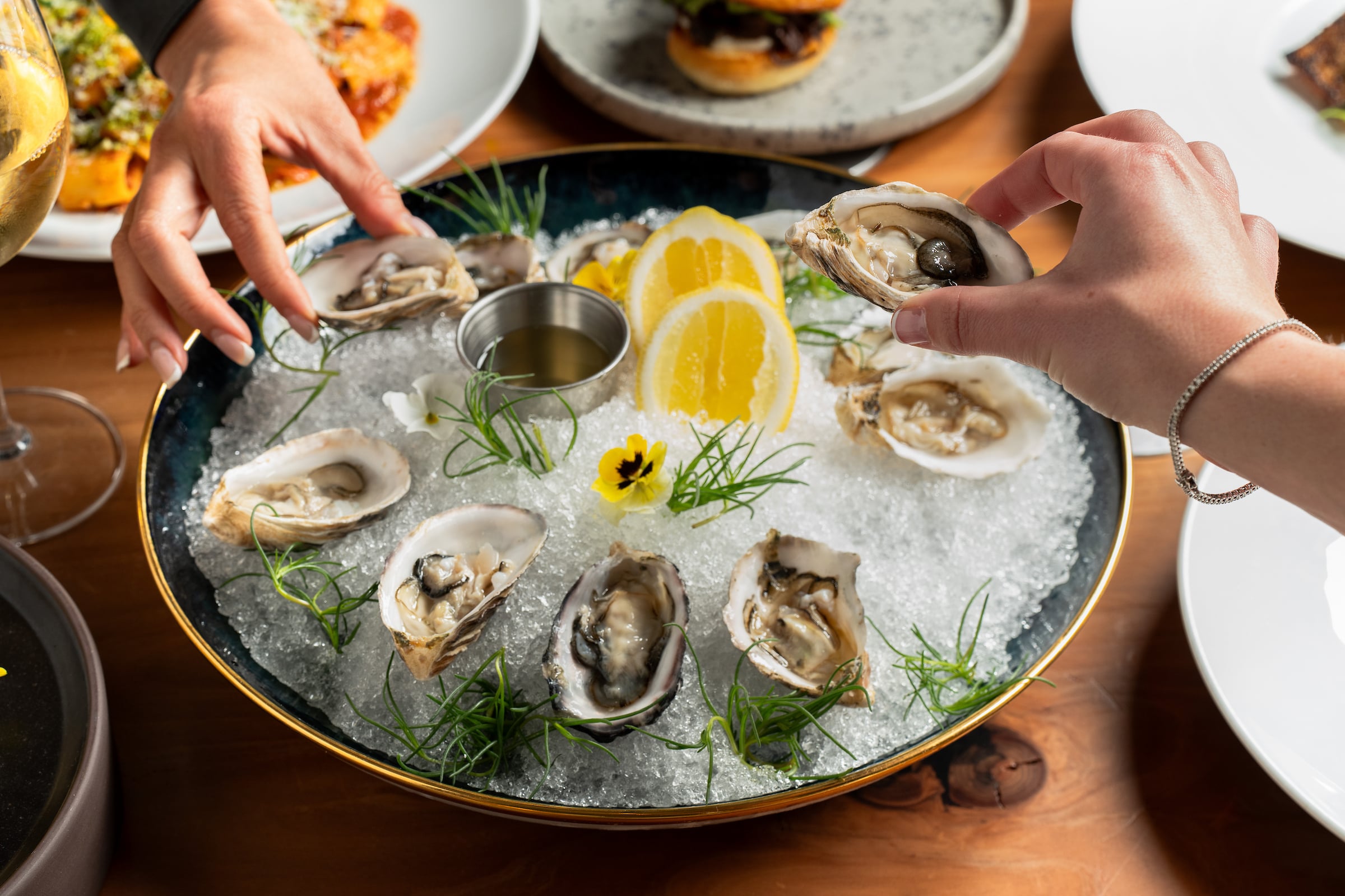 Tray of oysters on the half shell