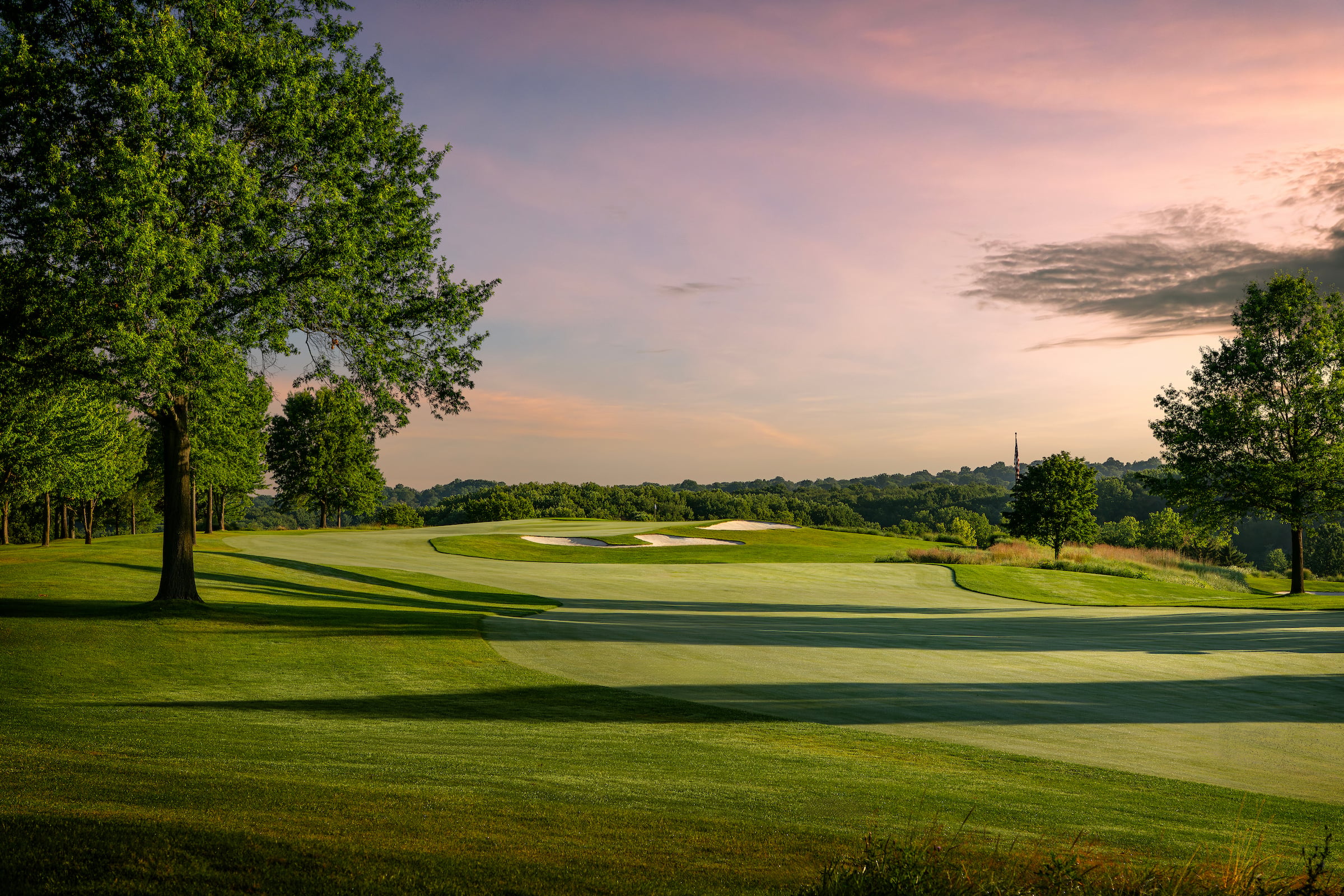 golf course at dusk
