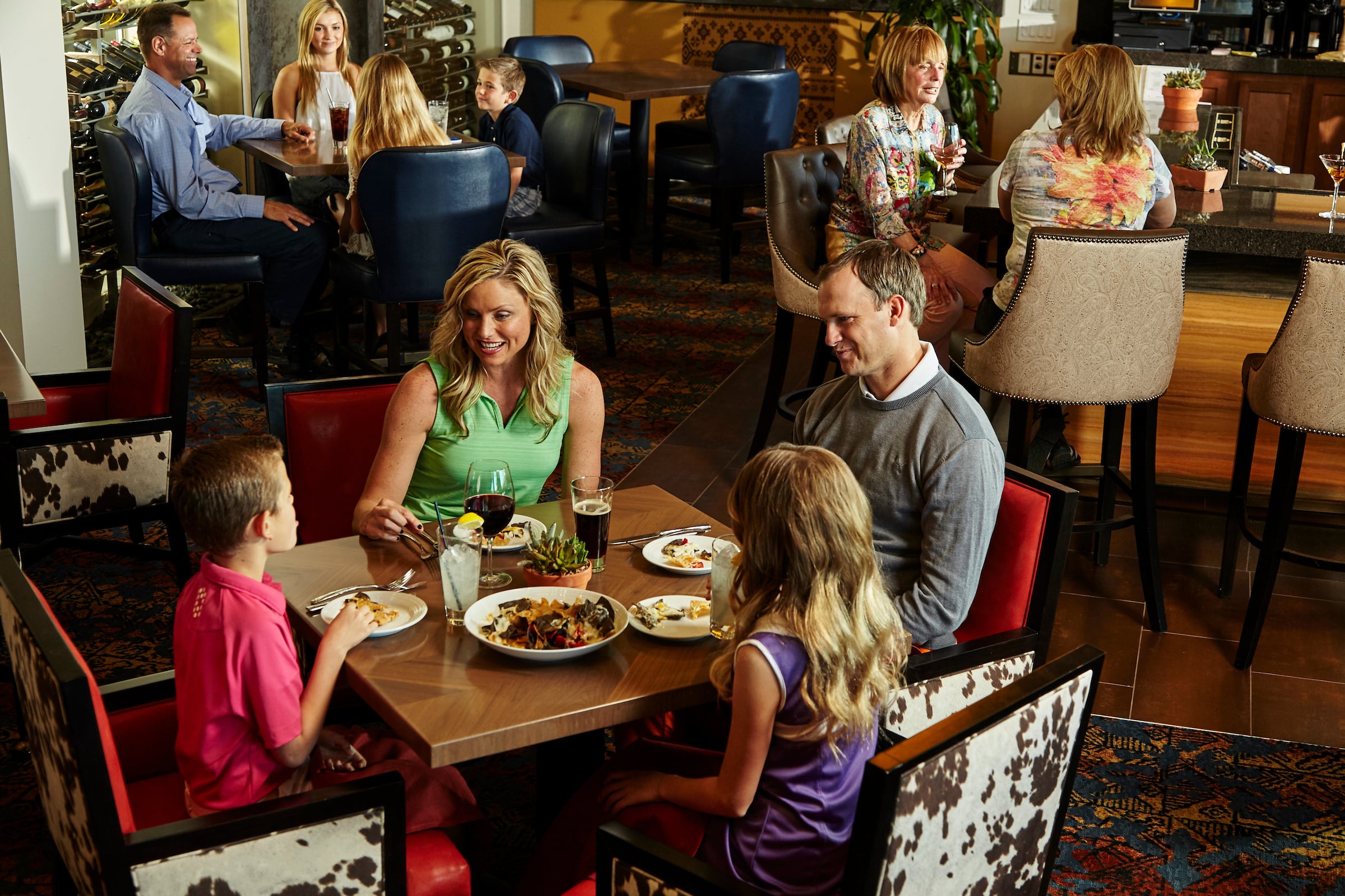 Family dining in a restaurant