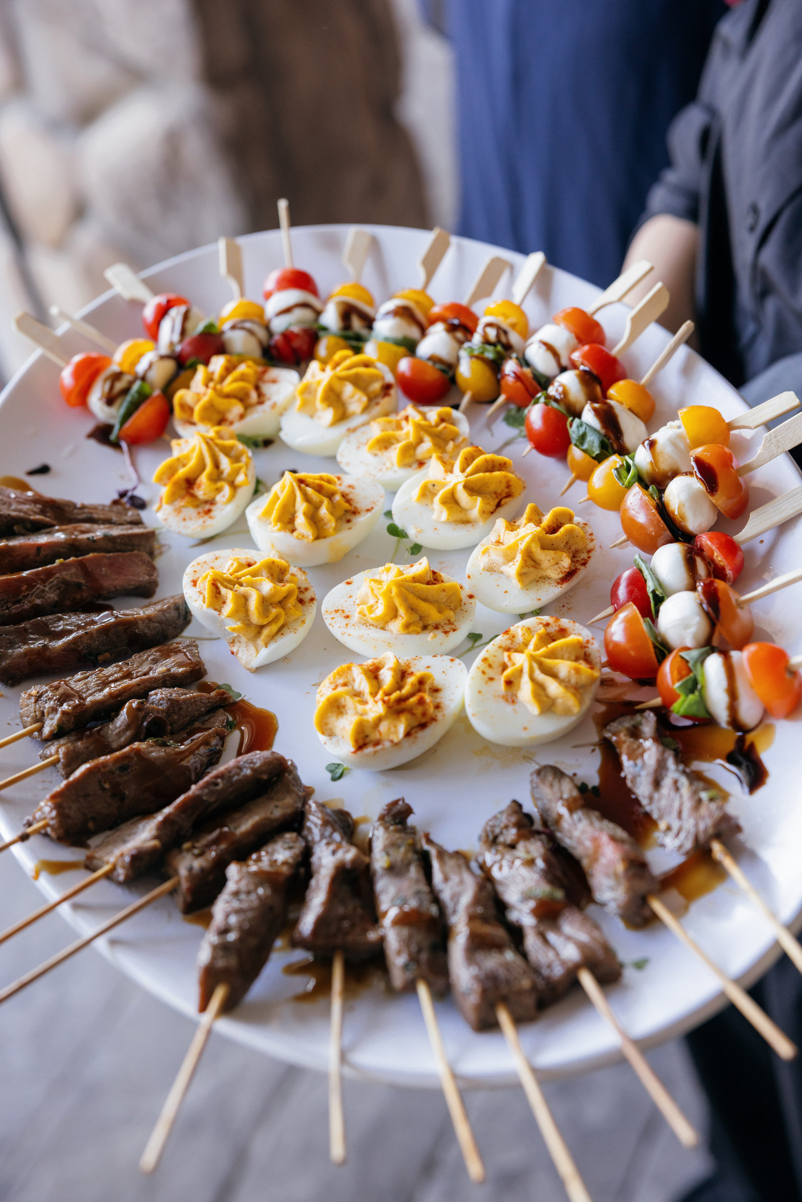 food served on a large platter