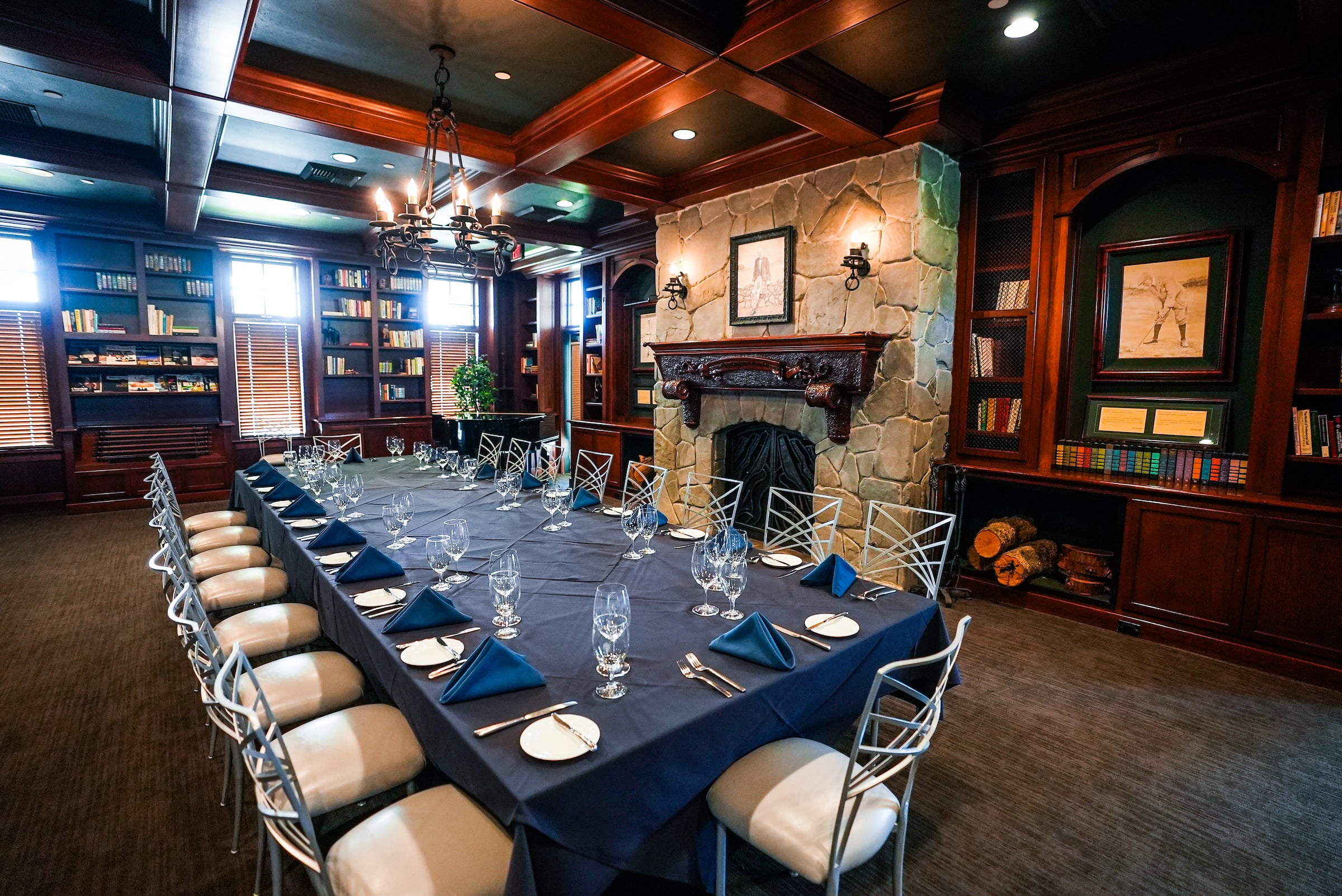table and chairs set up for a meeting