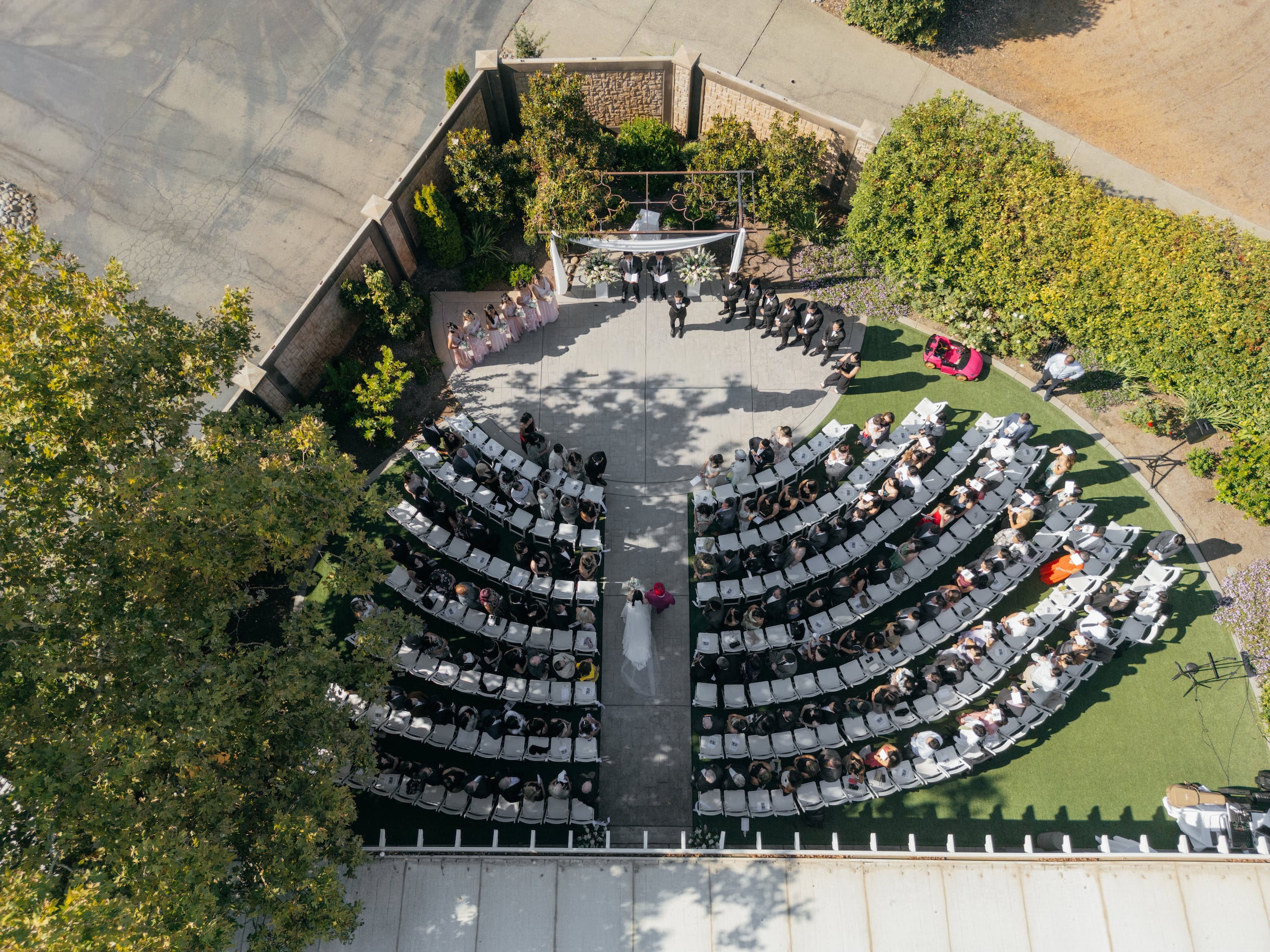 outdoor area set up for a wedding ceremony