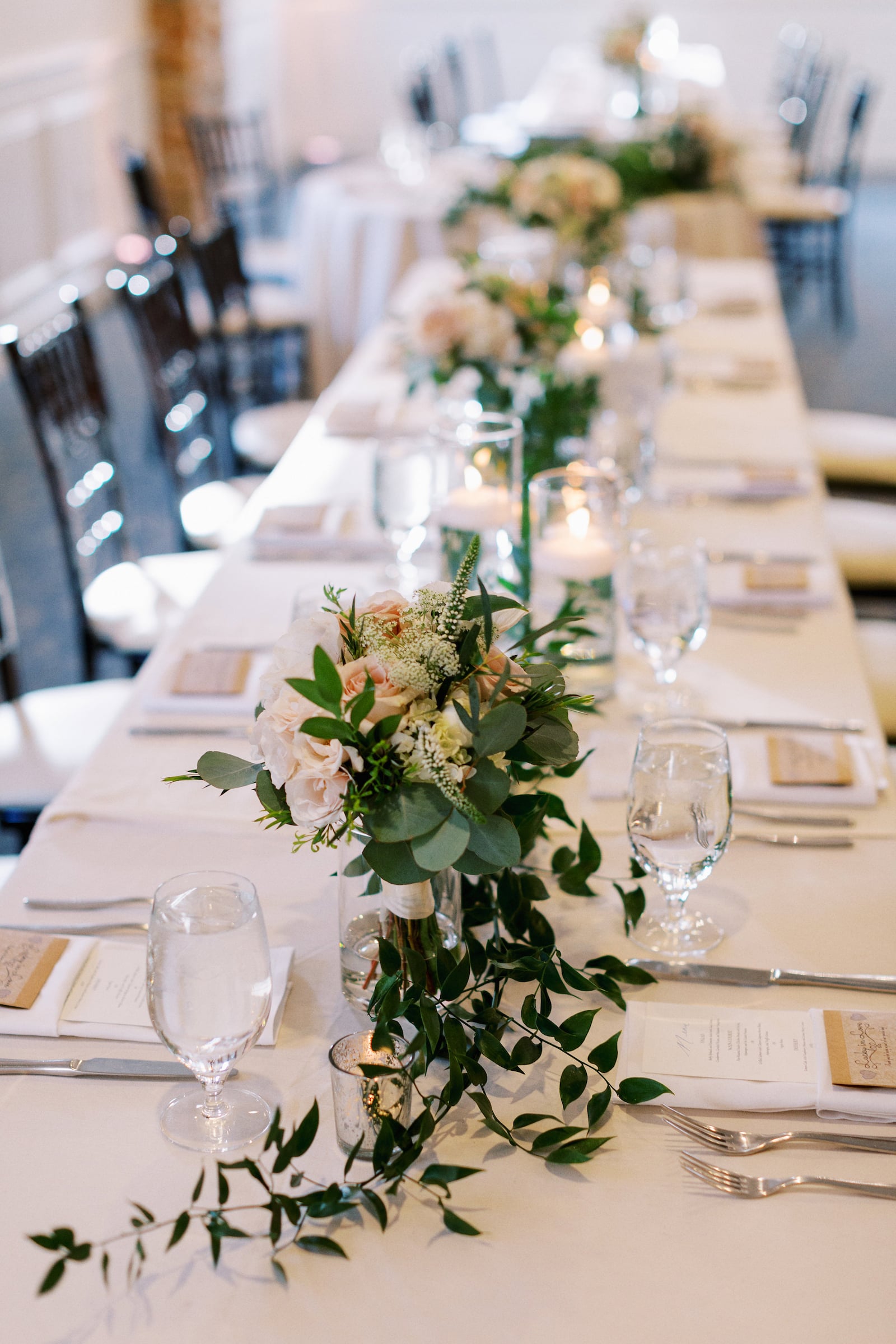 Wedding table setup with decor