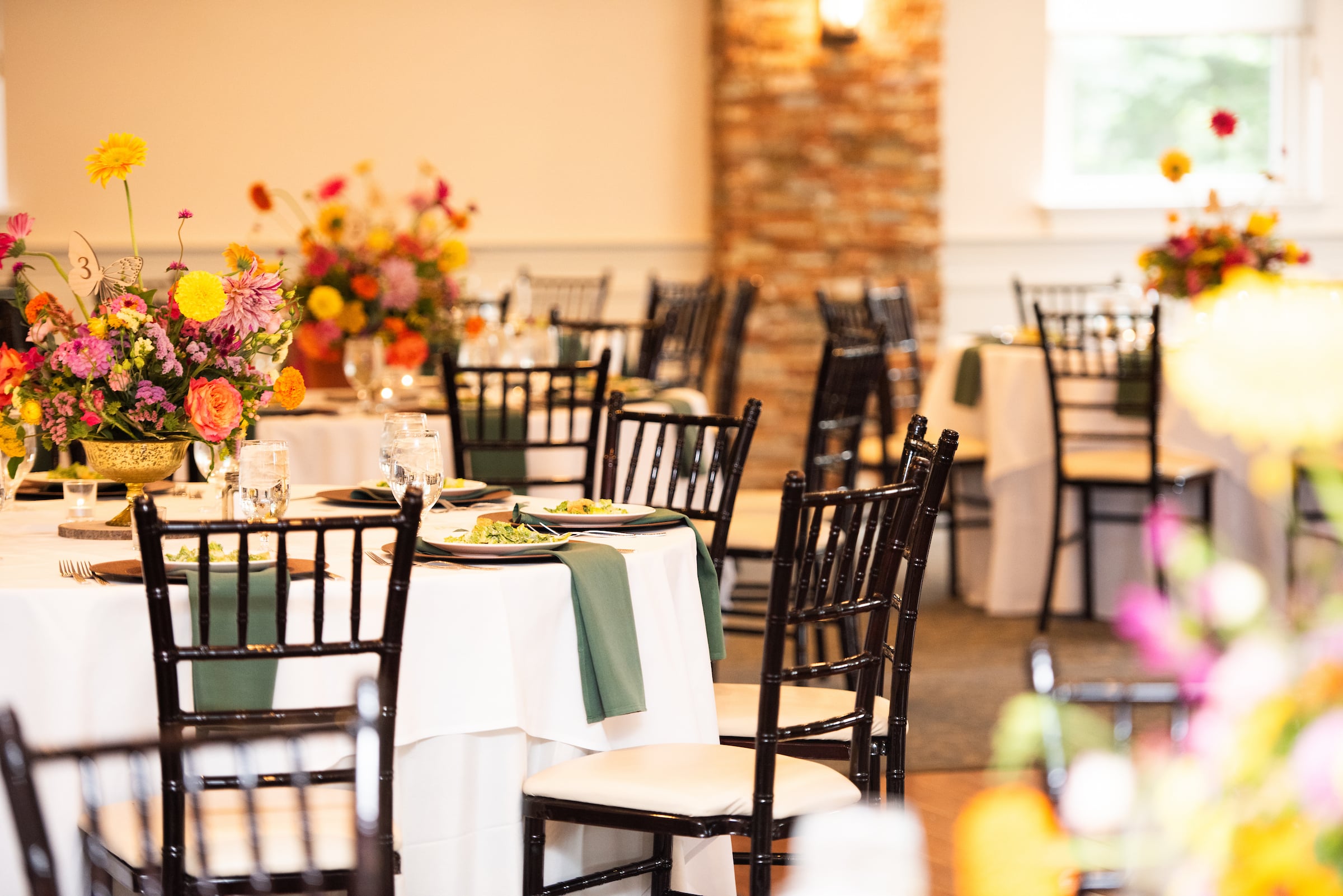Wedding table set up with flowers