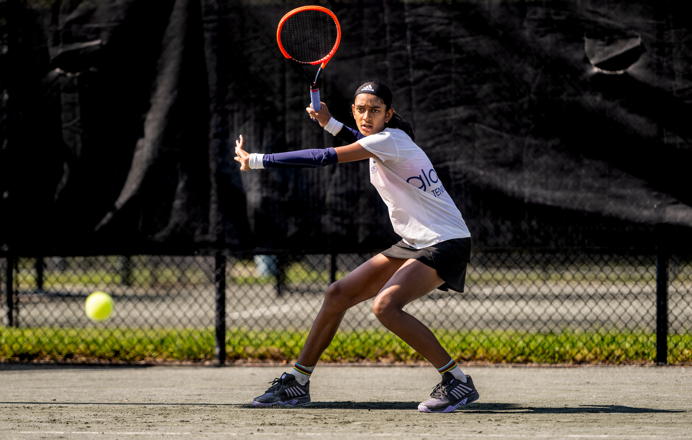 Young woman playing tennis
