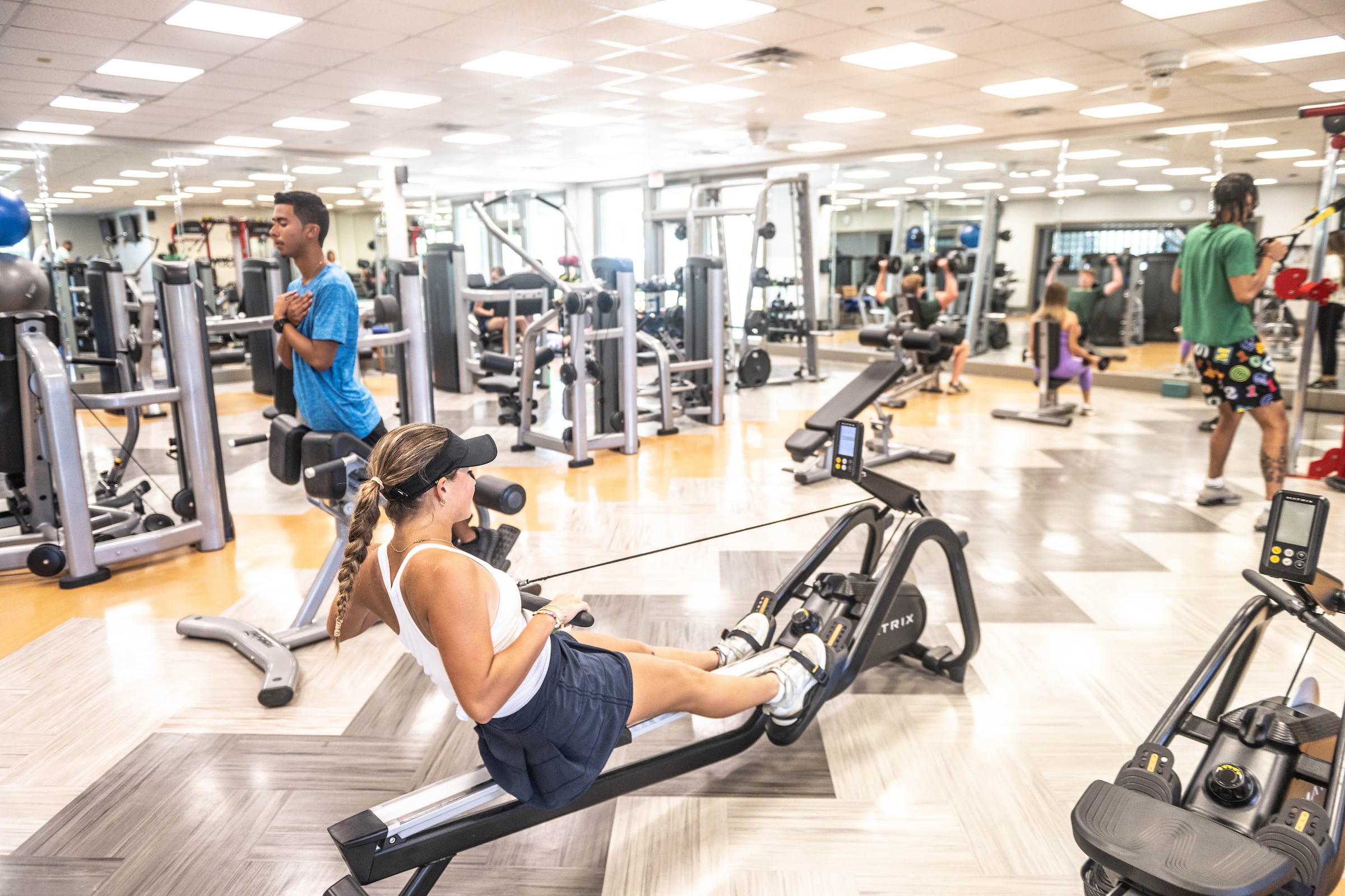 woman using a rowing machine
