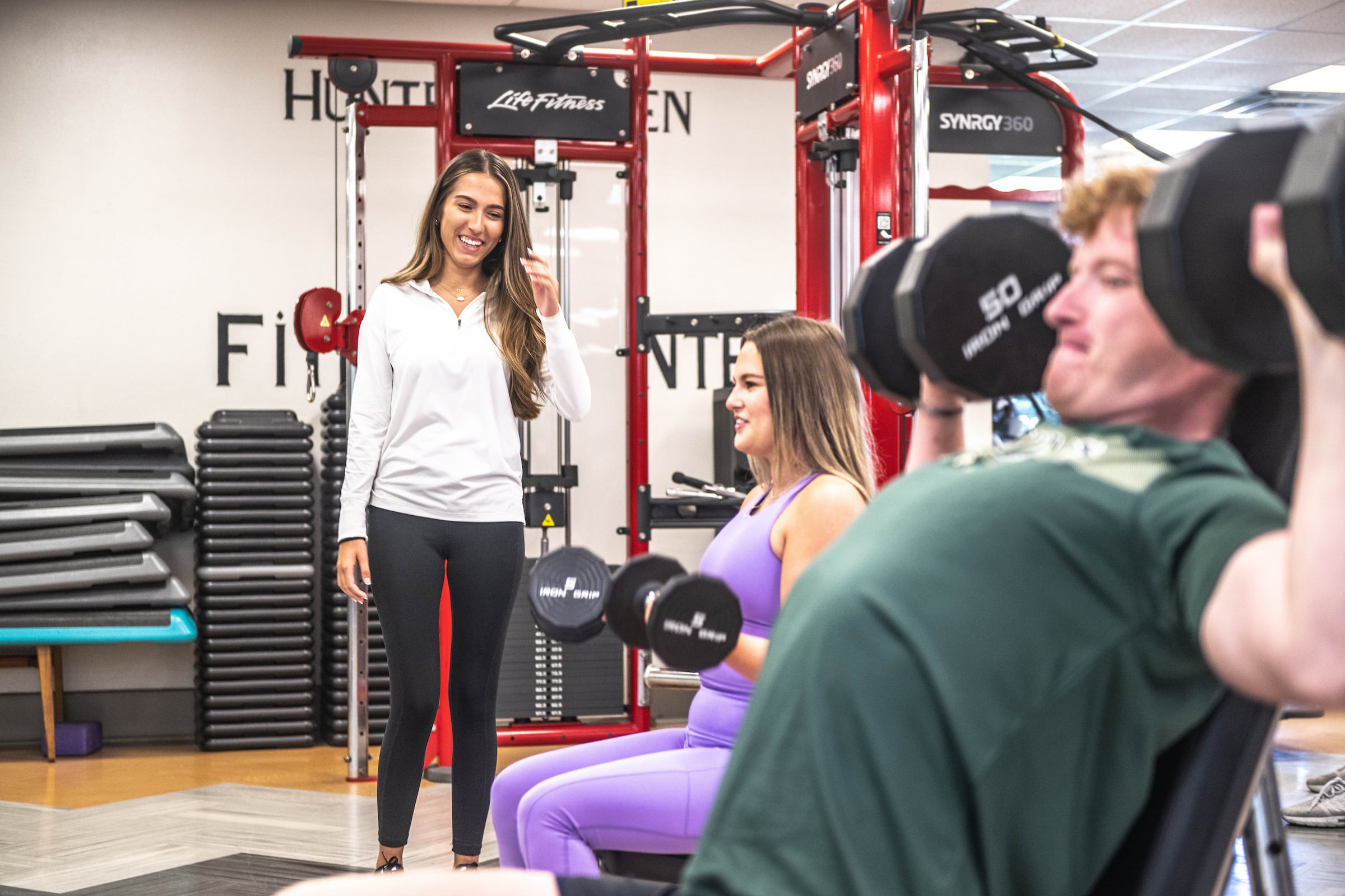 Personal trainers working out
