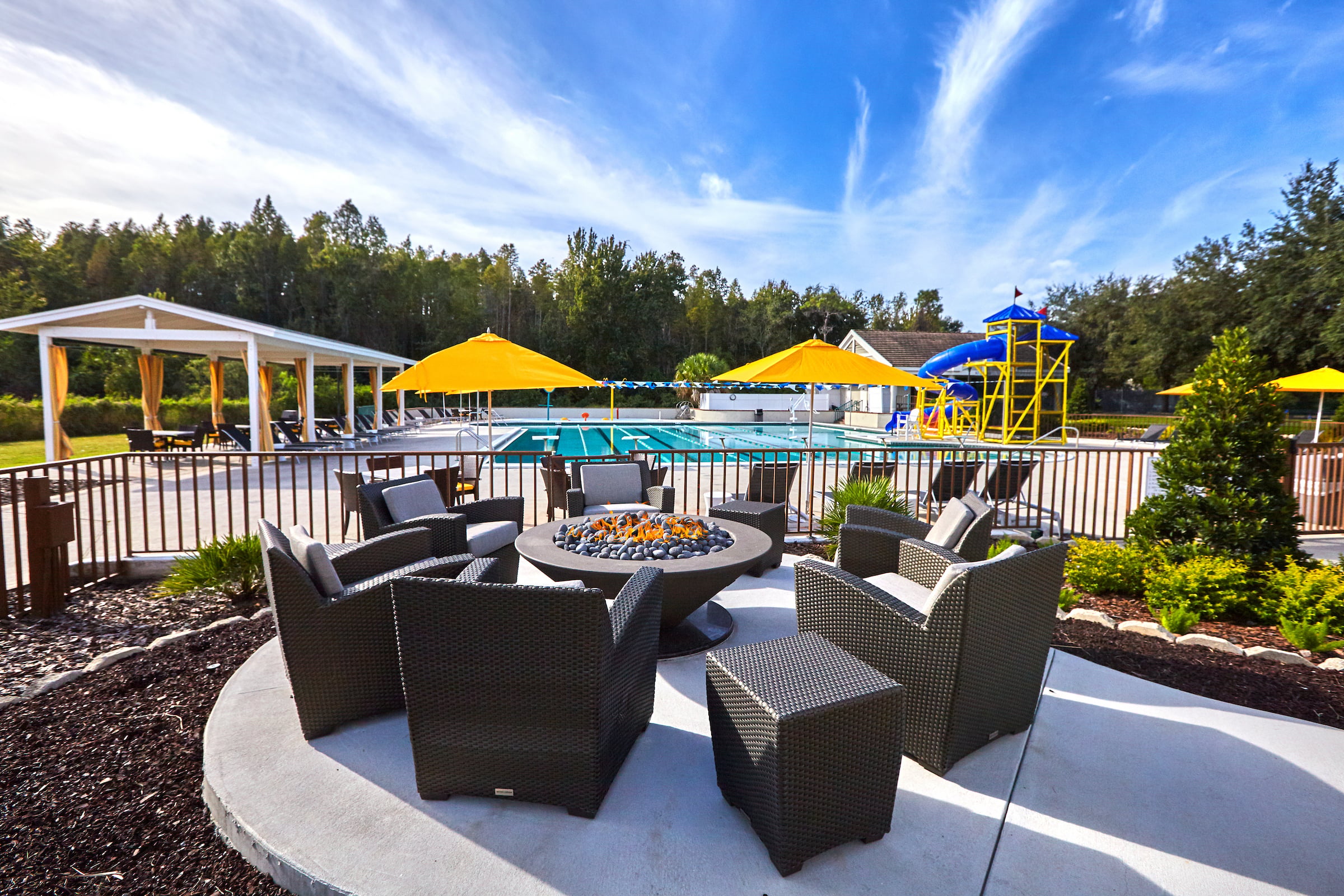 Fire pit by the pool