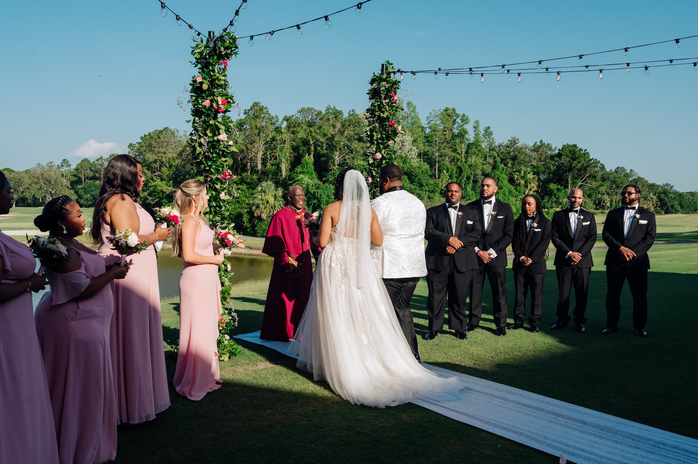 bride and groom getting married