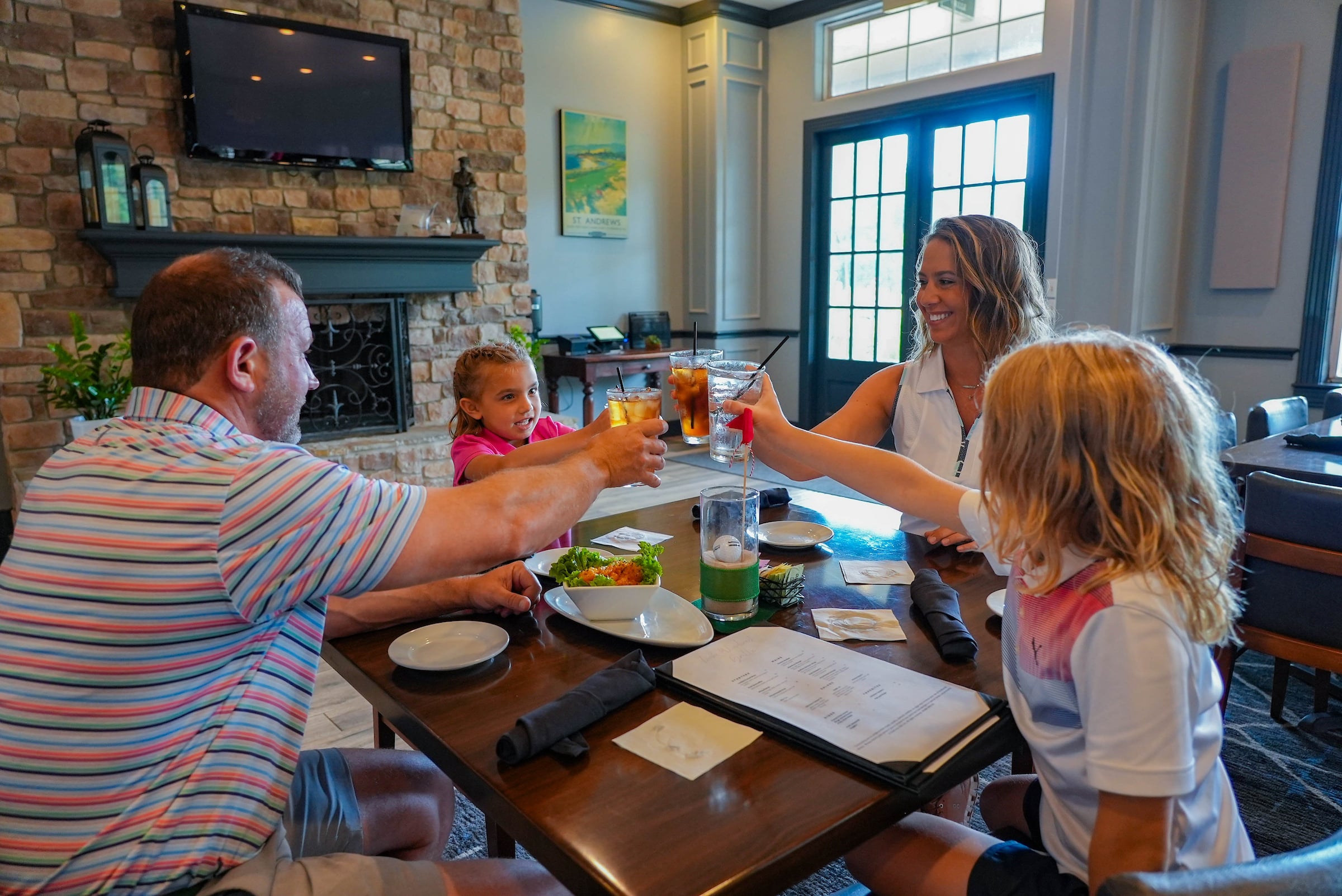 family eating at grille