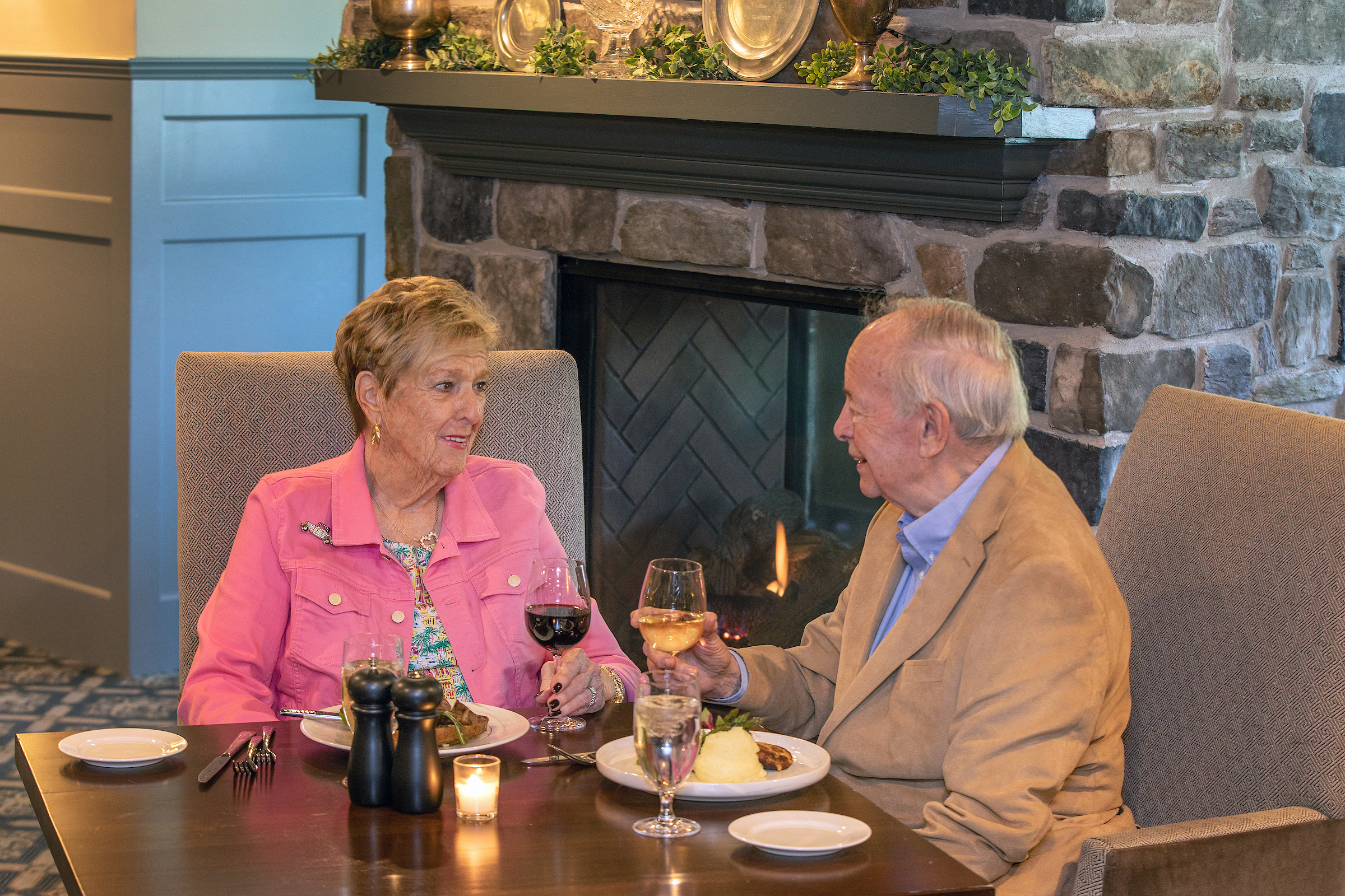 Couple dining at a table
