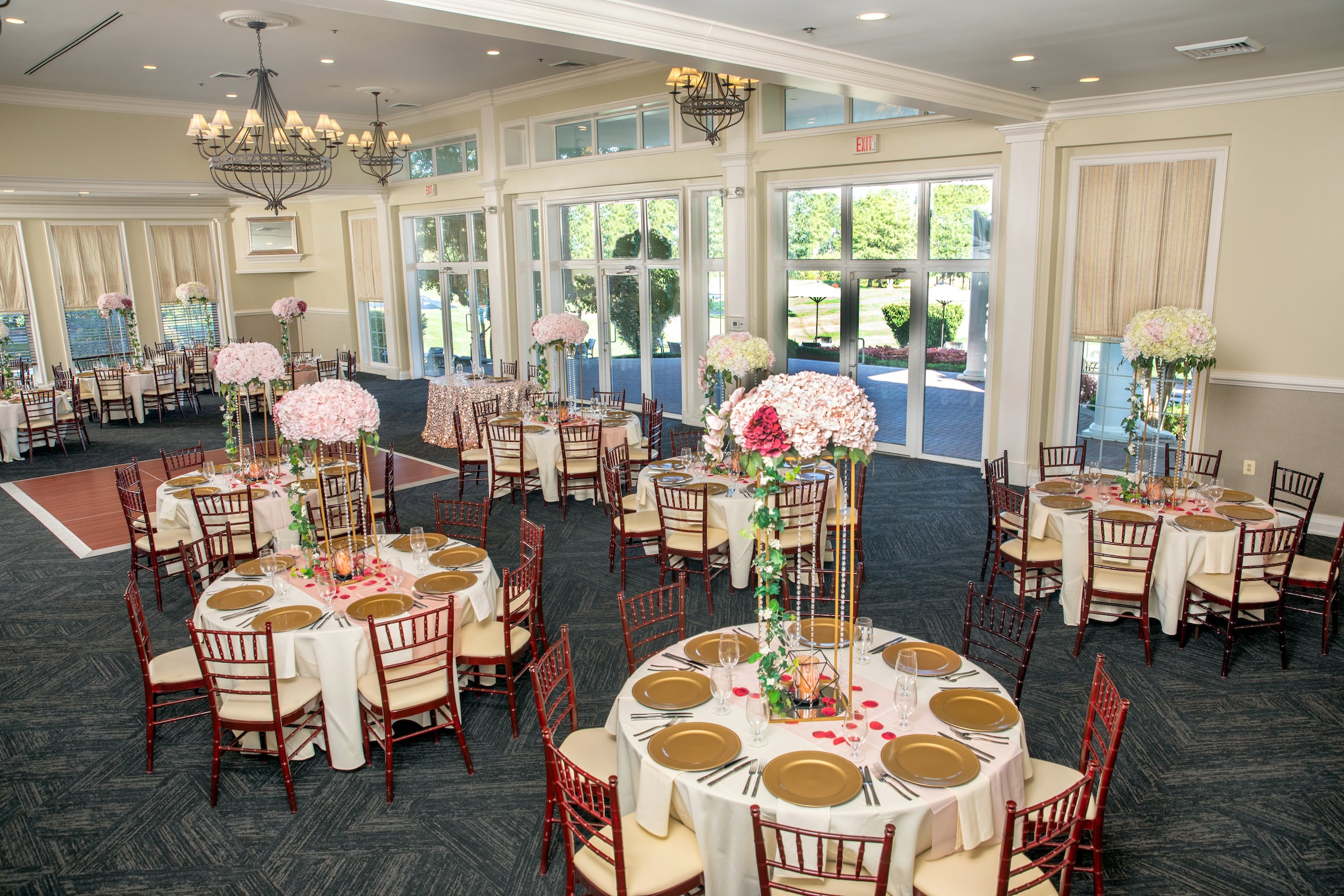 table and chairs set up for an event