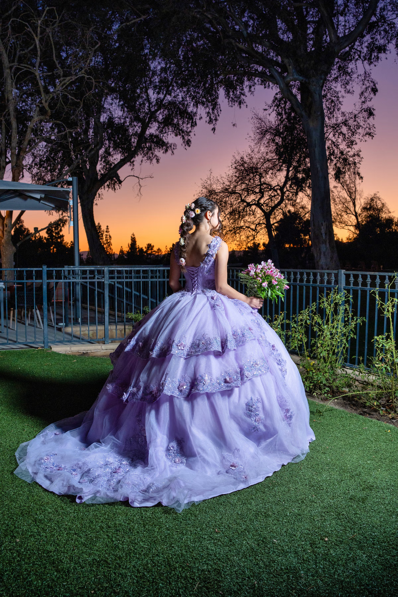 Bride at sunset