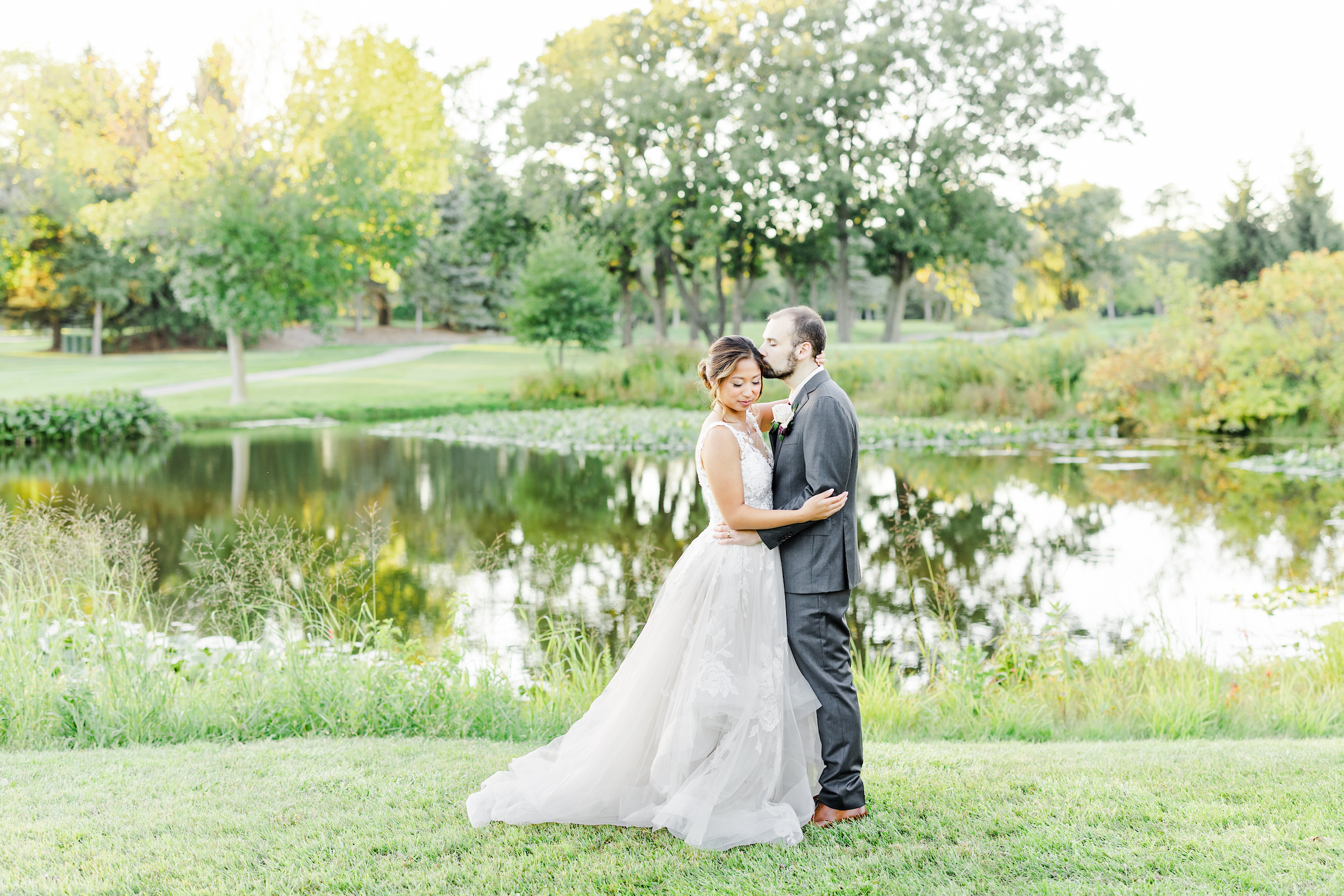 Bride & groom on course