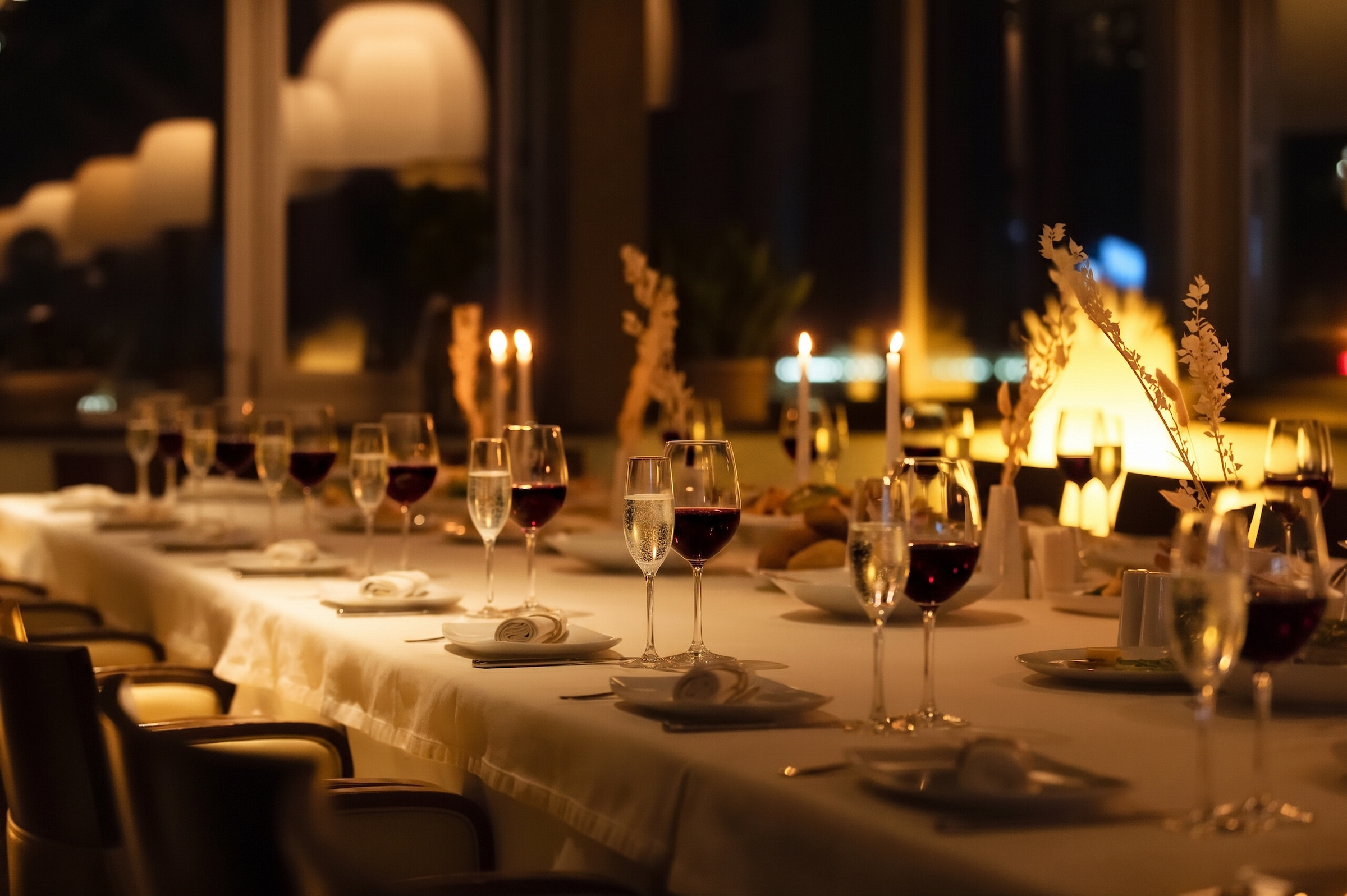 Private event table set up for wine tasting