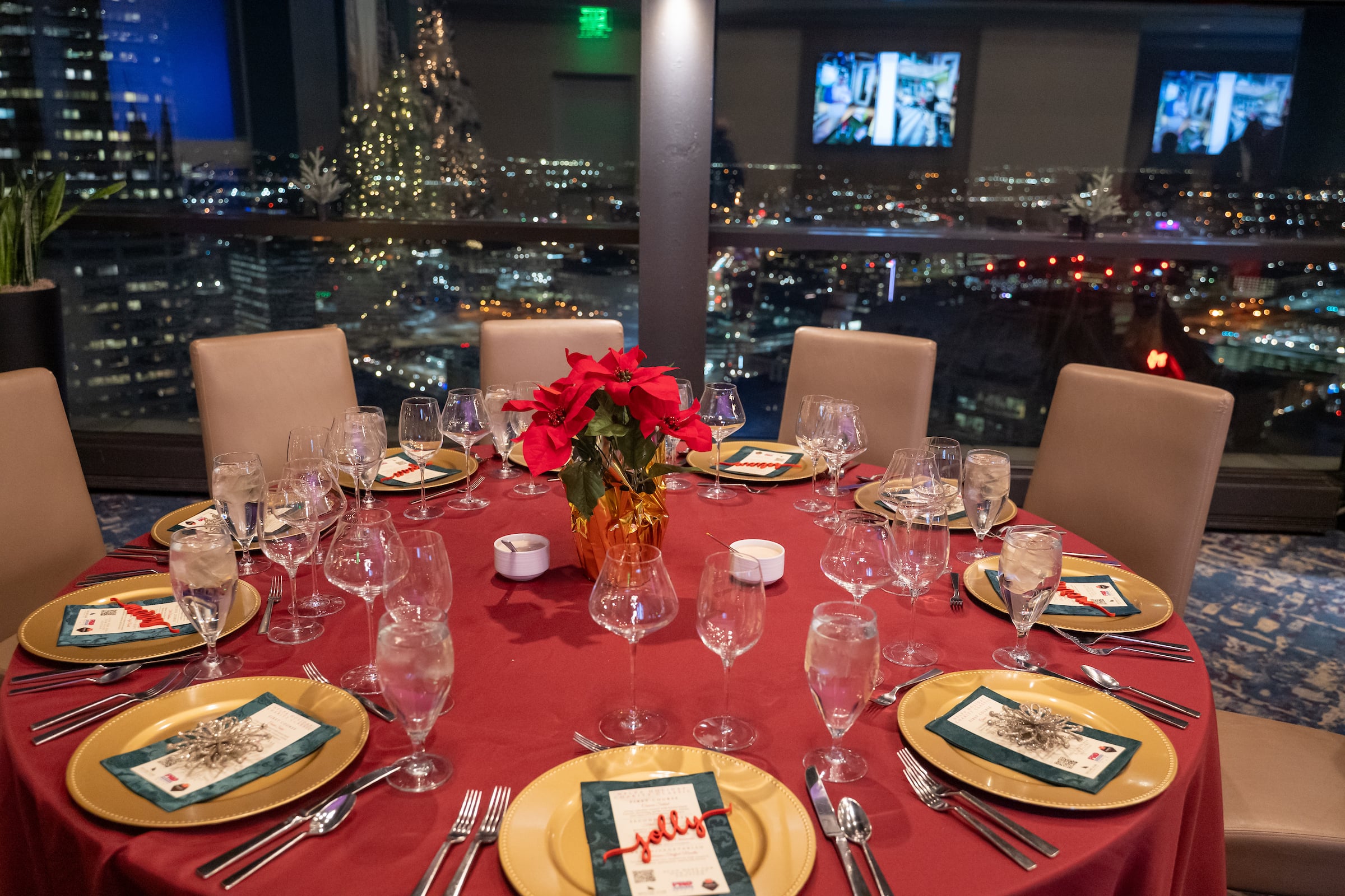 Holiday table setting for a private event
