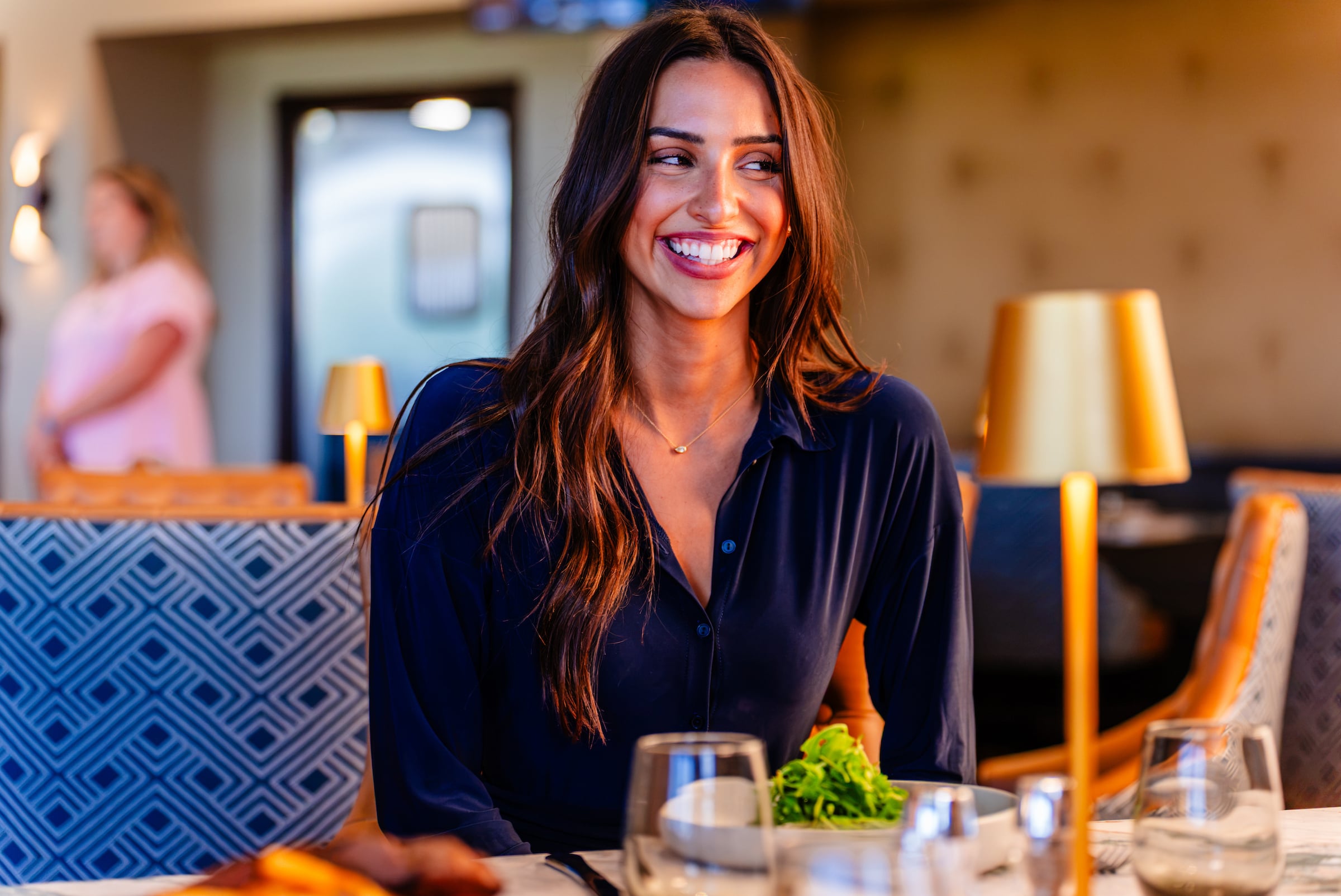 Young lady enjoying her dinner