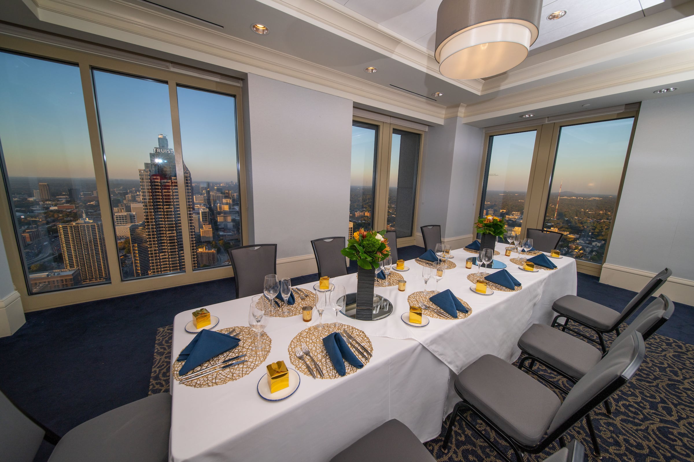 Lane C Room at The Commerce Club Atlanta set for a private dinner