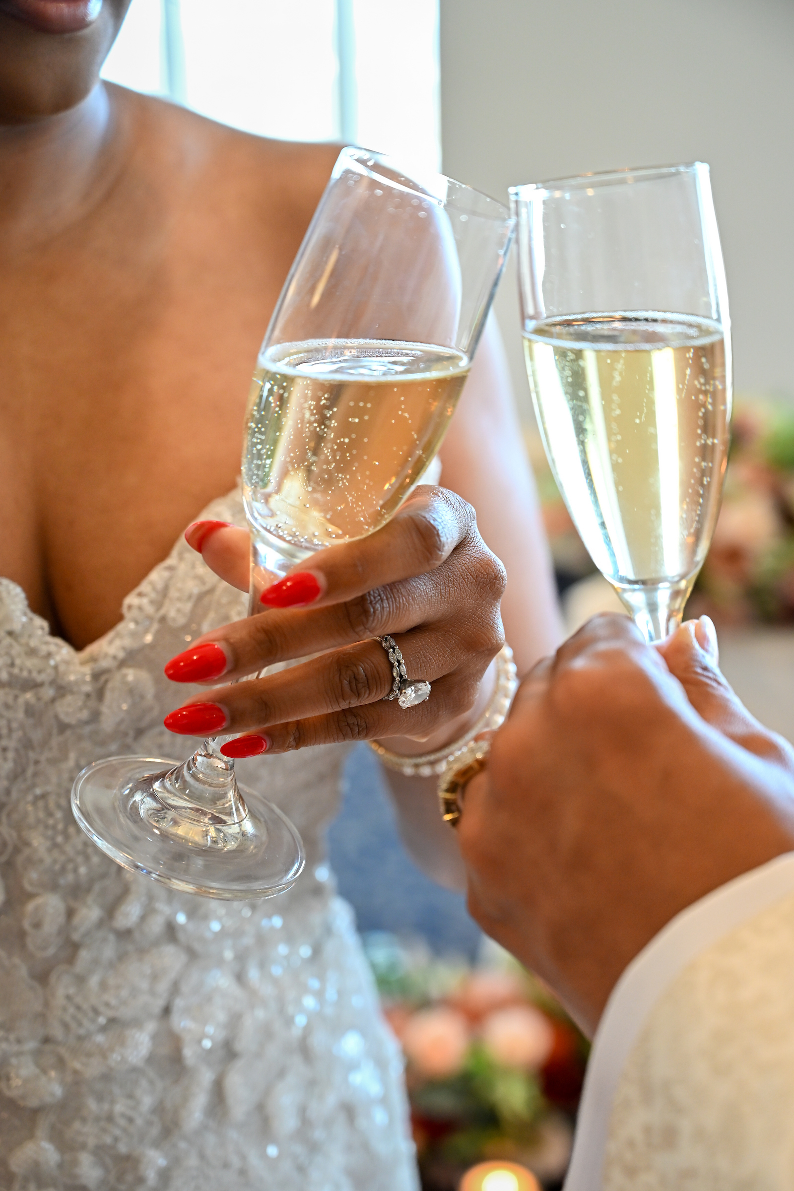 Bride & Groom toasting with champagne