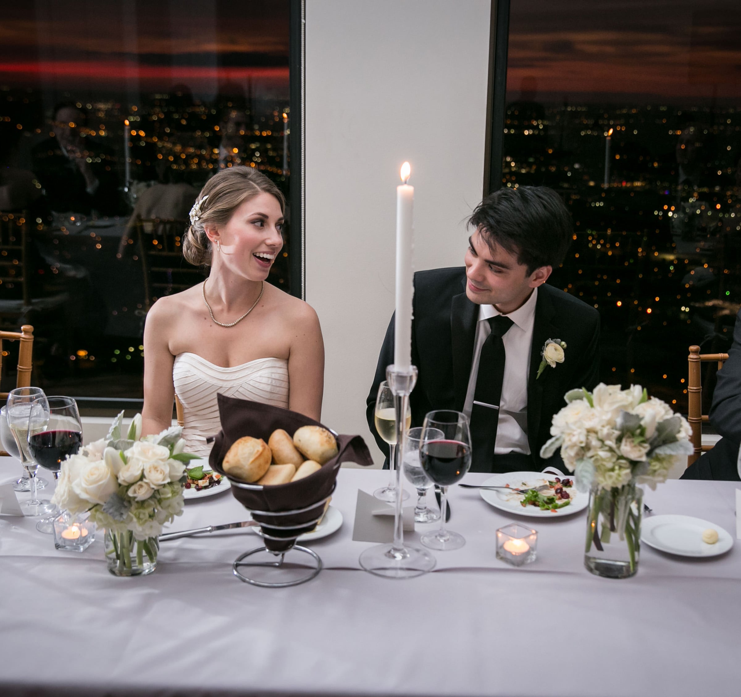 Bride & Groom seated for dinner at reception