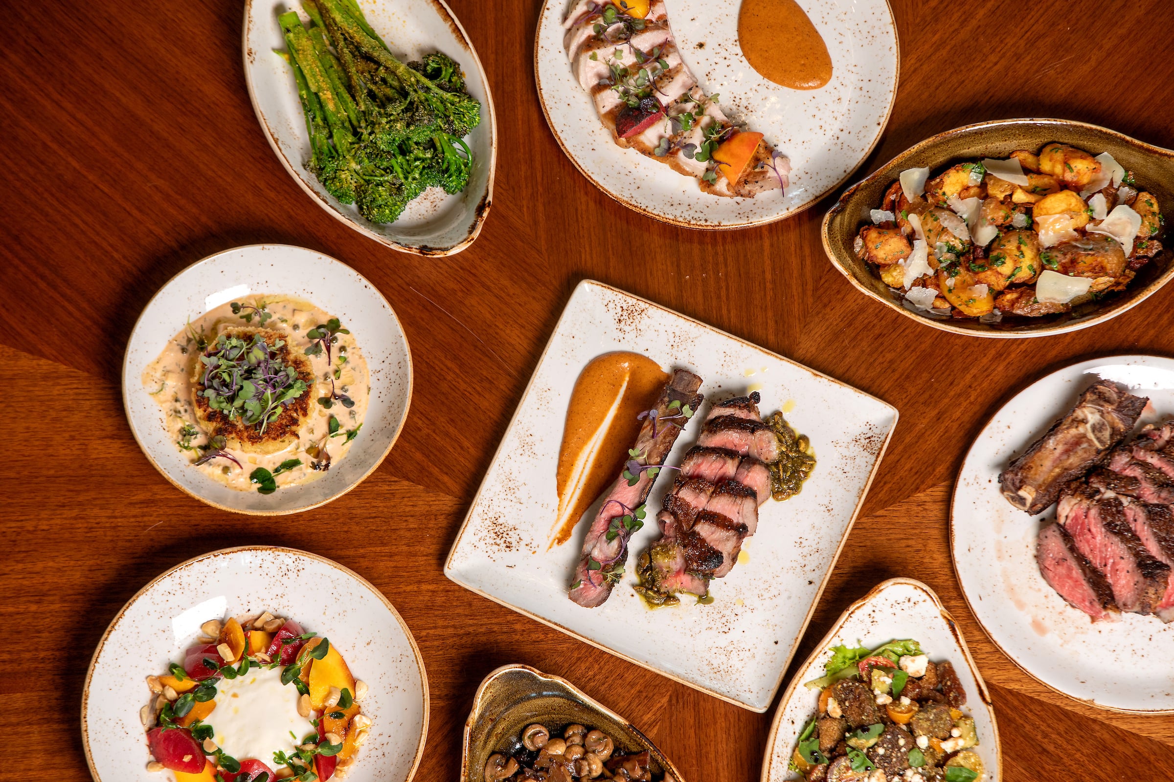 Table with plates of food