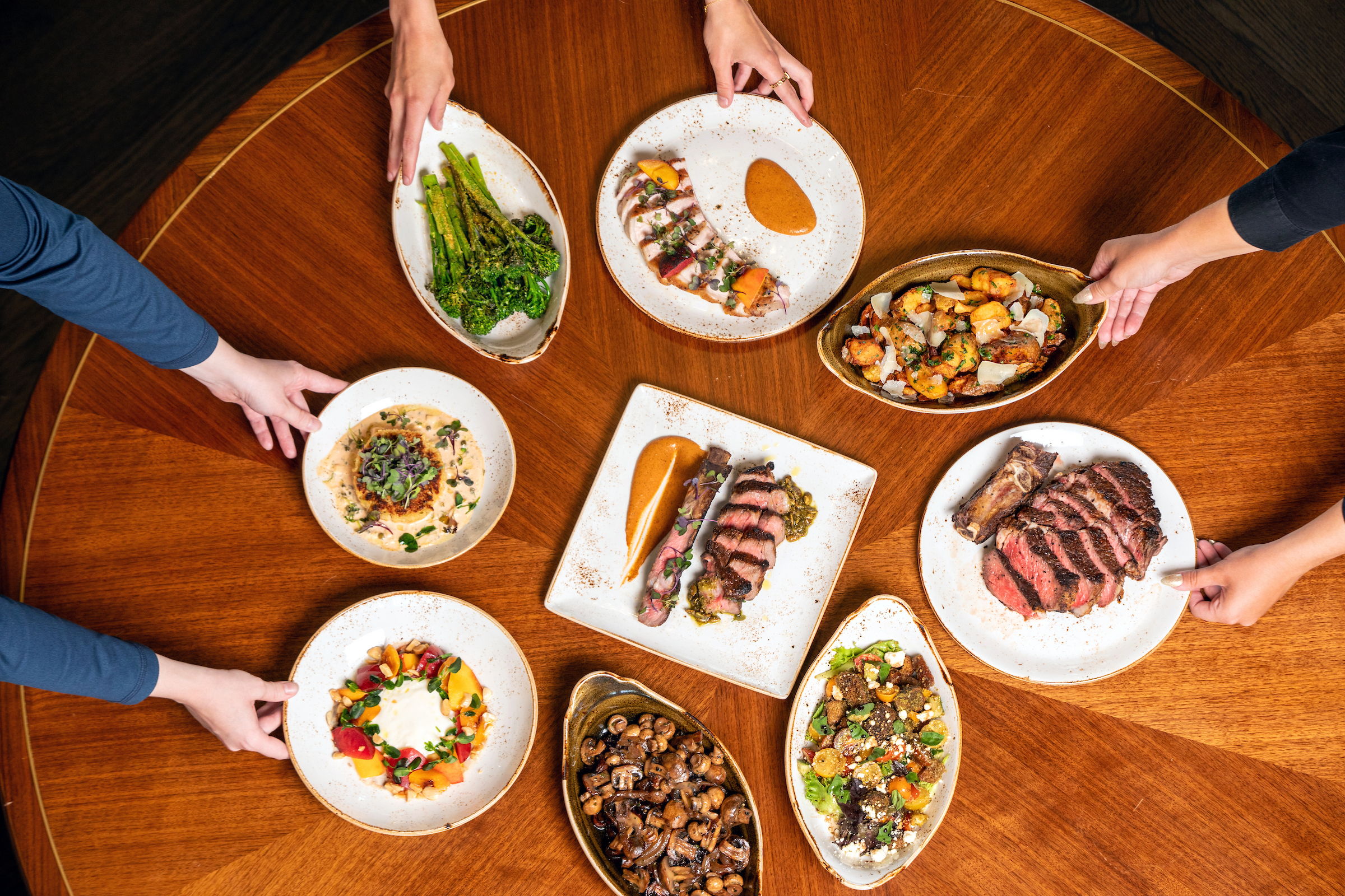 Plates of food on a table
