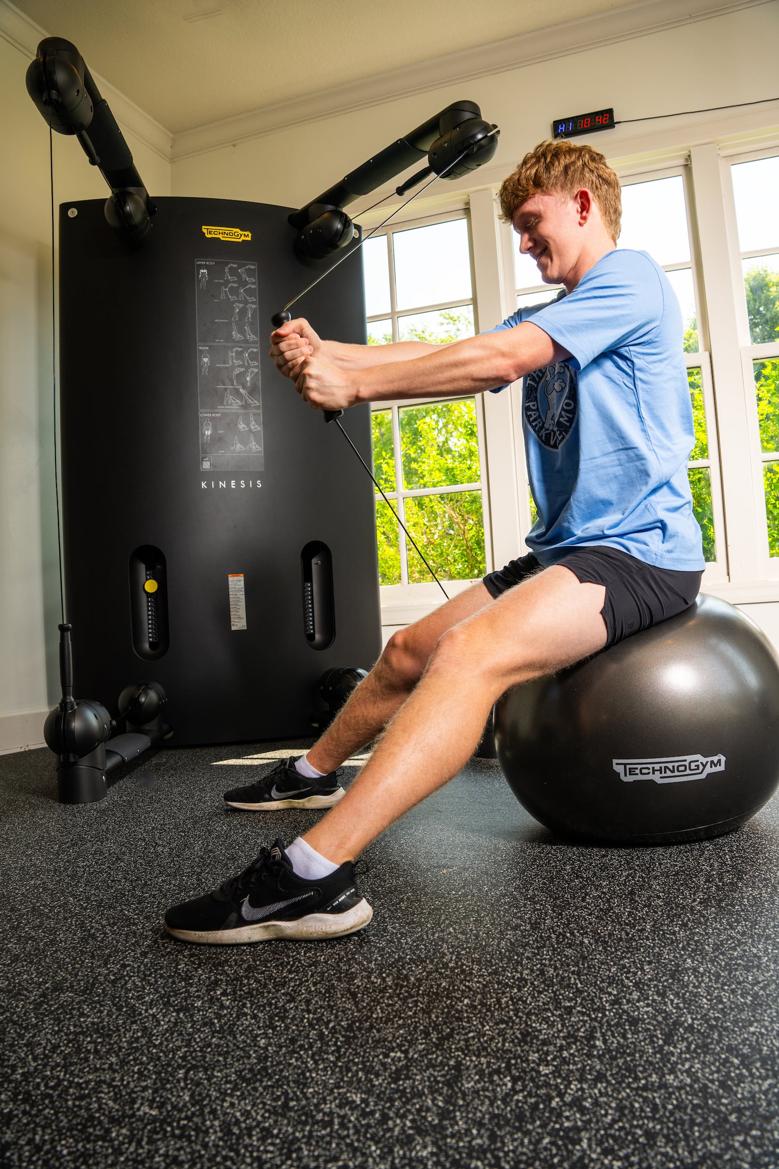 Woman on fitness equipment