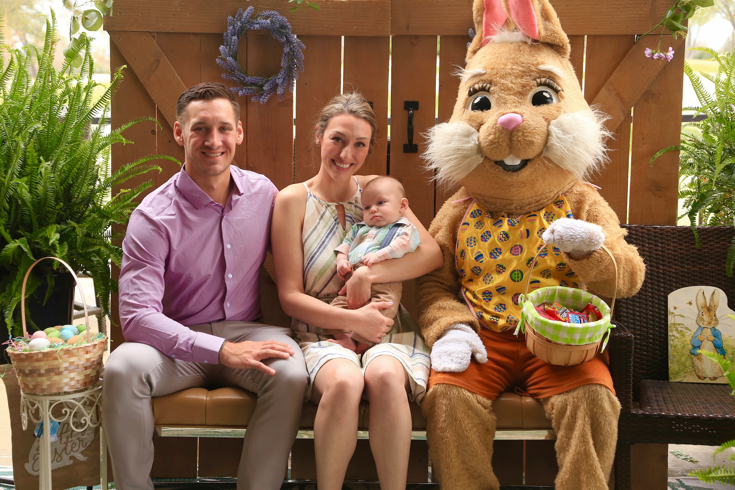 Family with Easter bunny