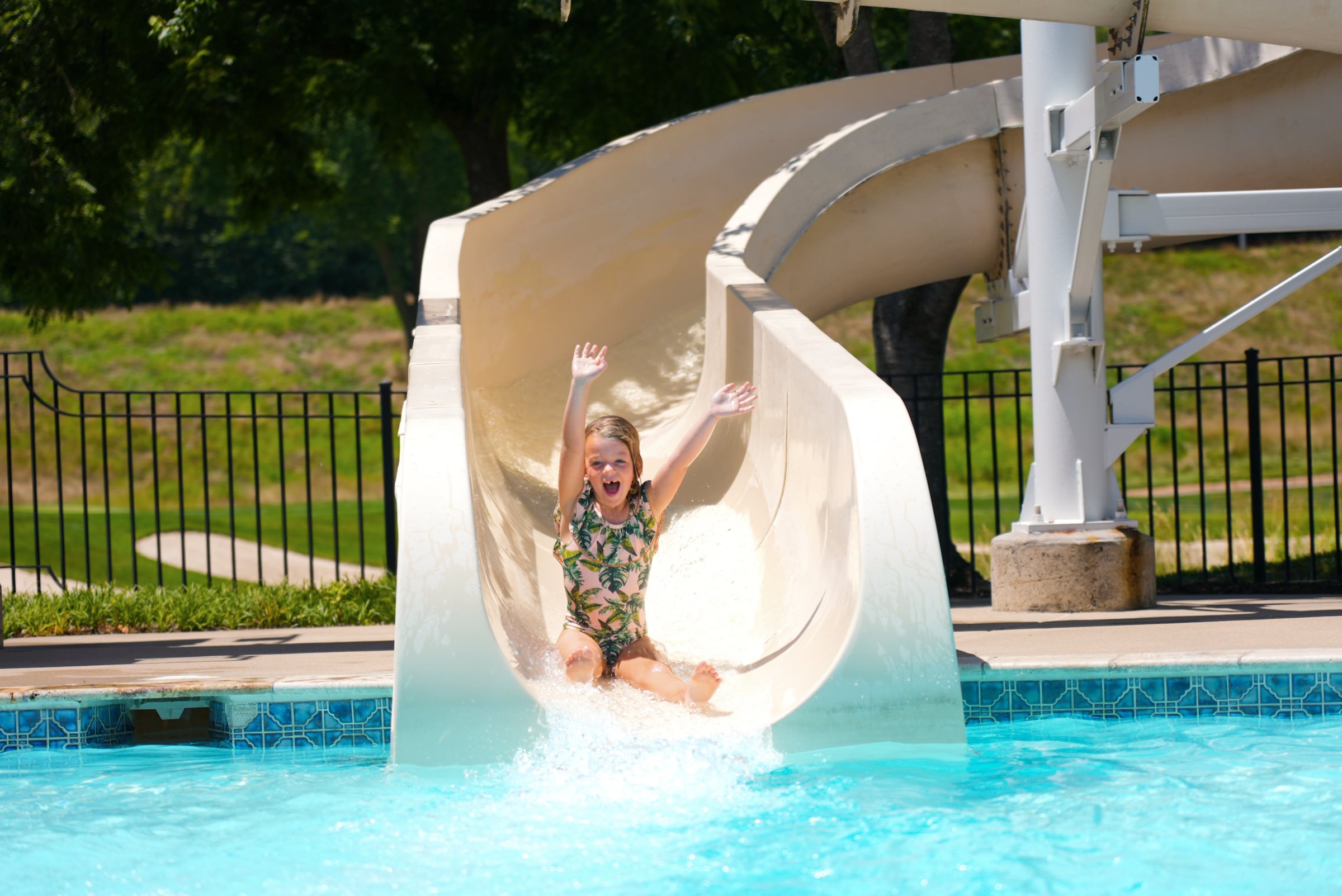 little girl on slide