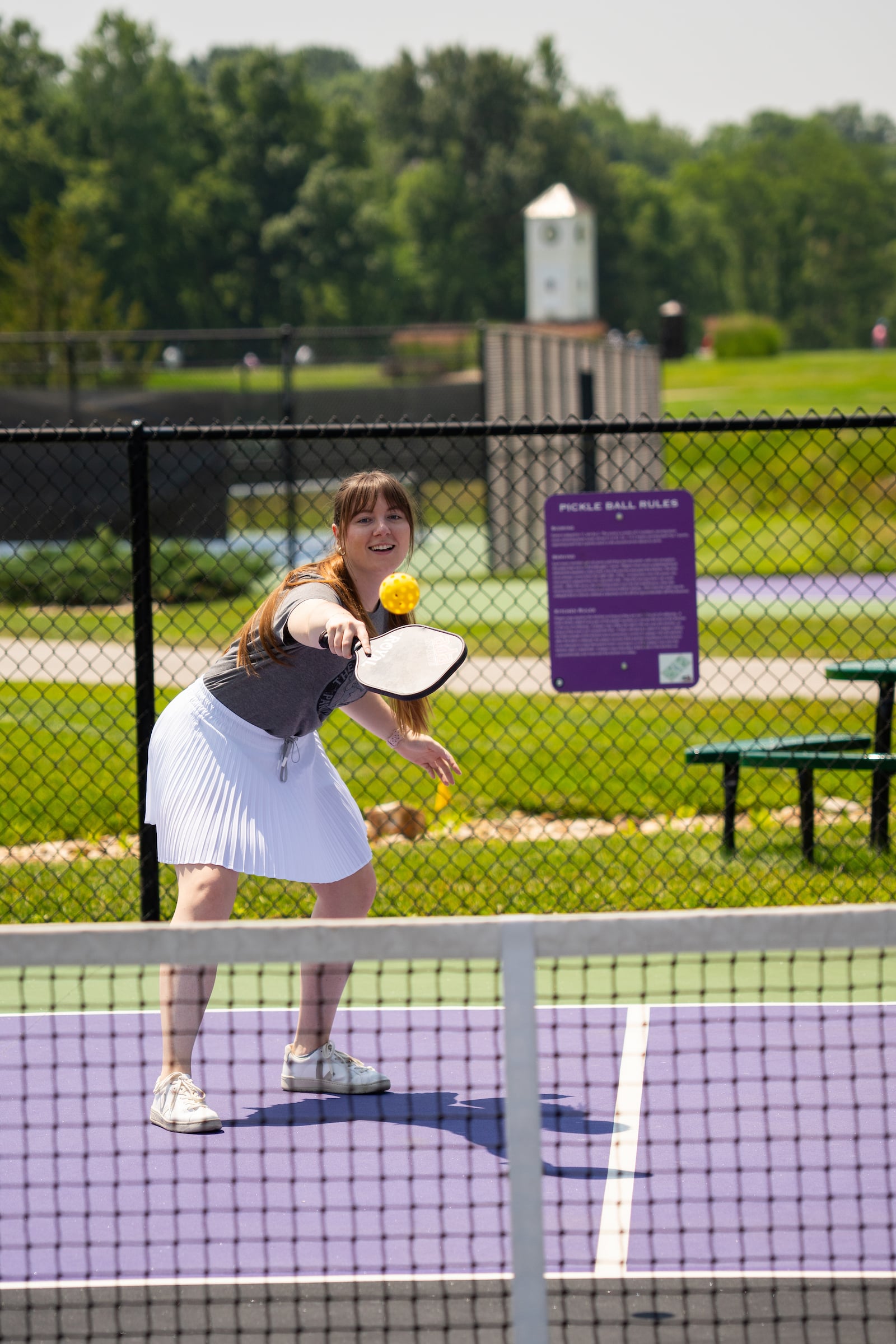 Girl playing pickleball
